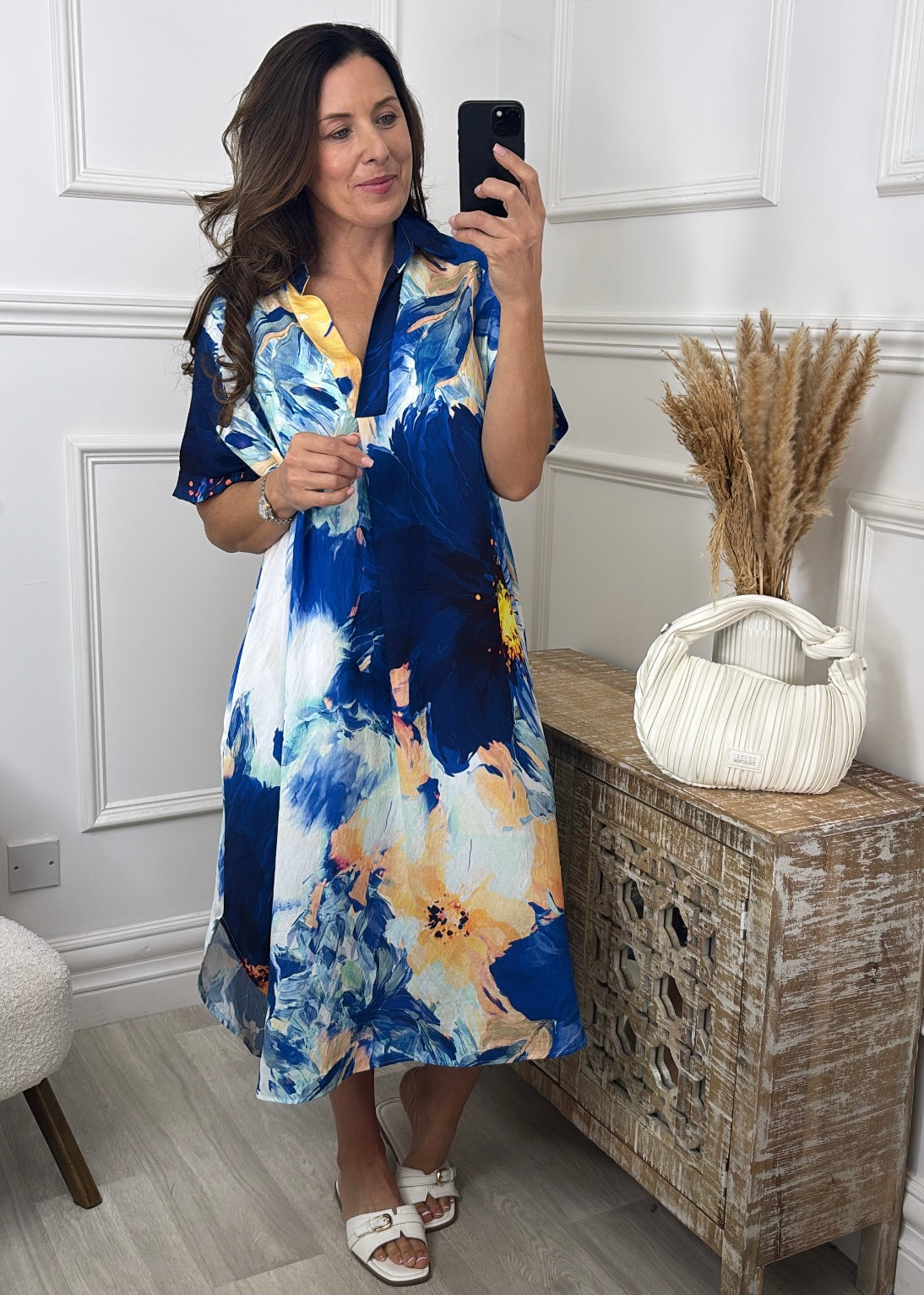 Blathnaid Navy Floral Kaftan Dress