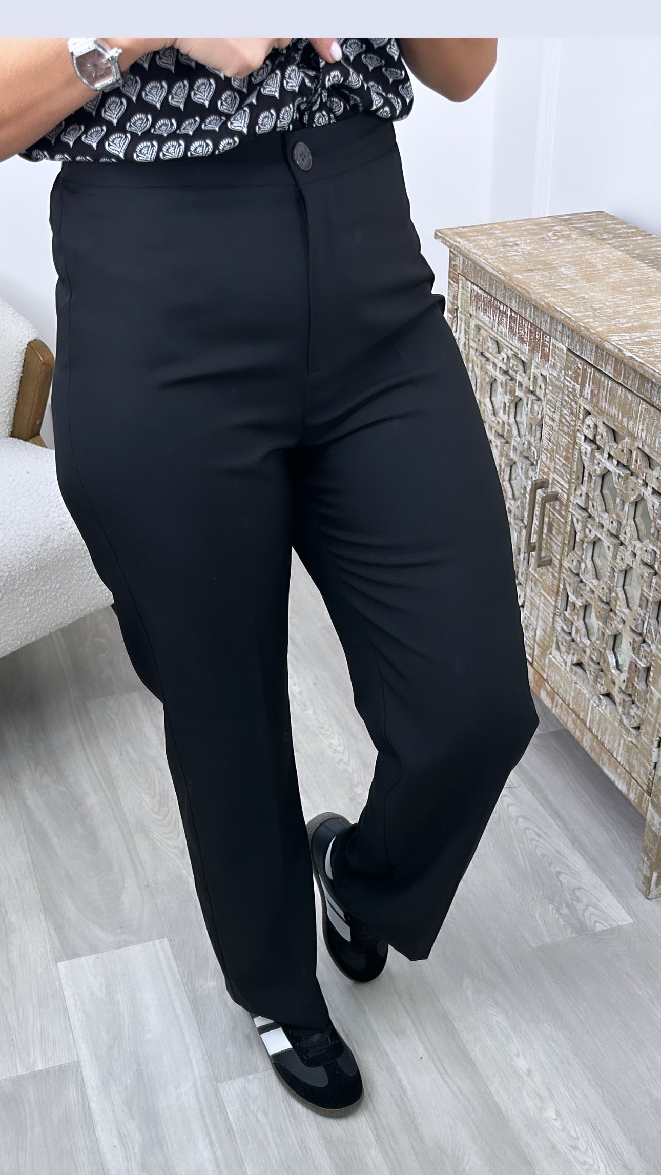 Rita Black Straight Trousers