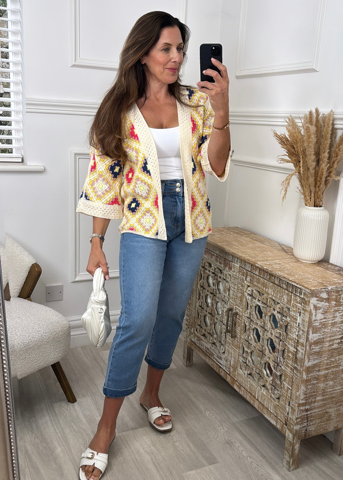 Kym Yellow Crochet Knit Cardigan