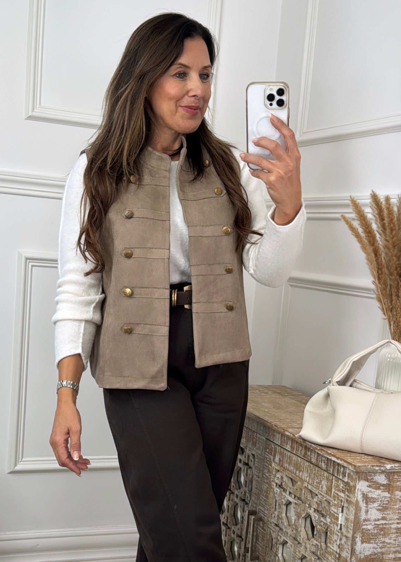 Katie Beige Button Waistcoat