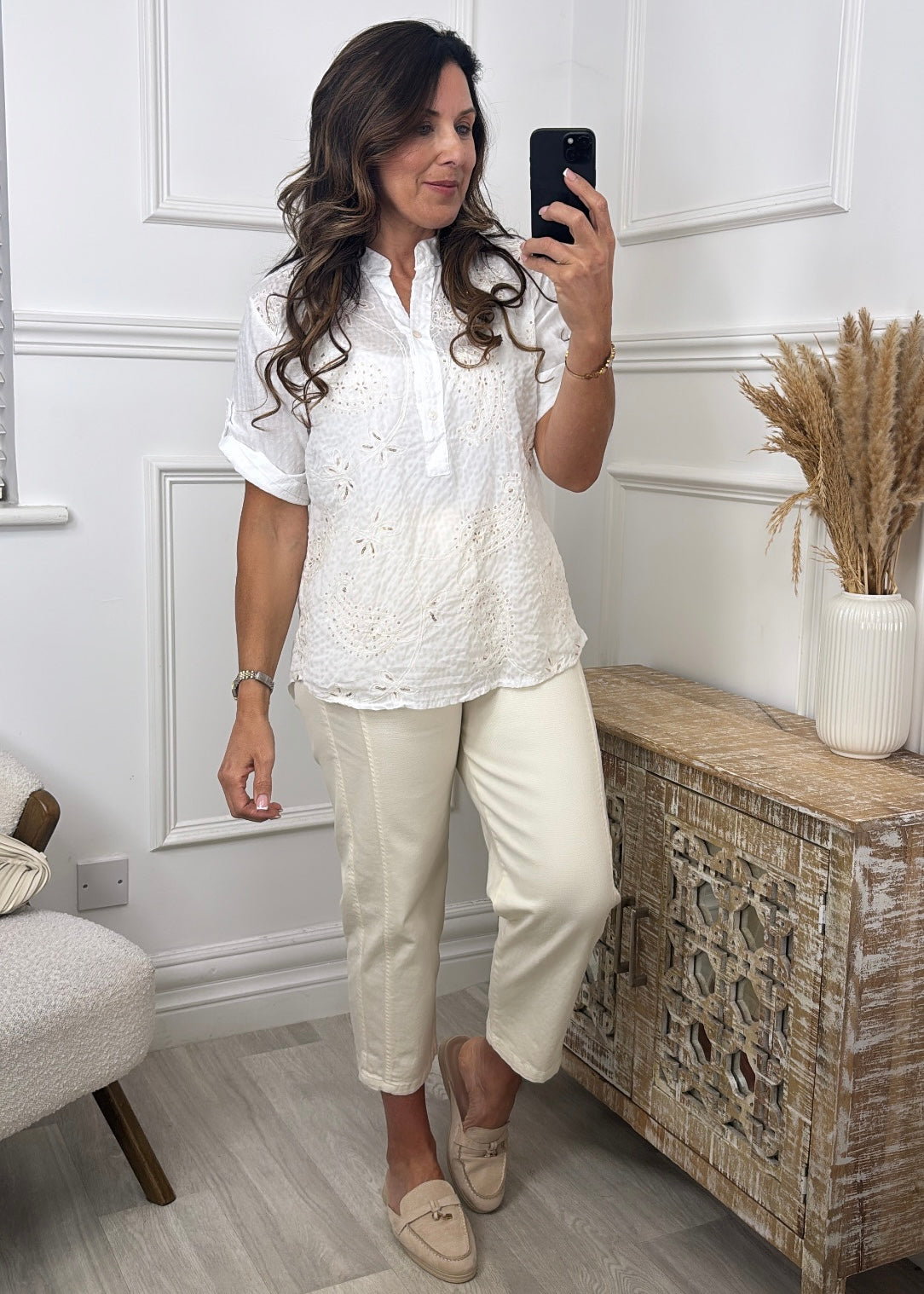 Dafna White Embroidered Blouse