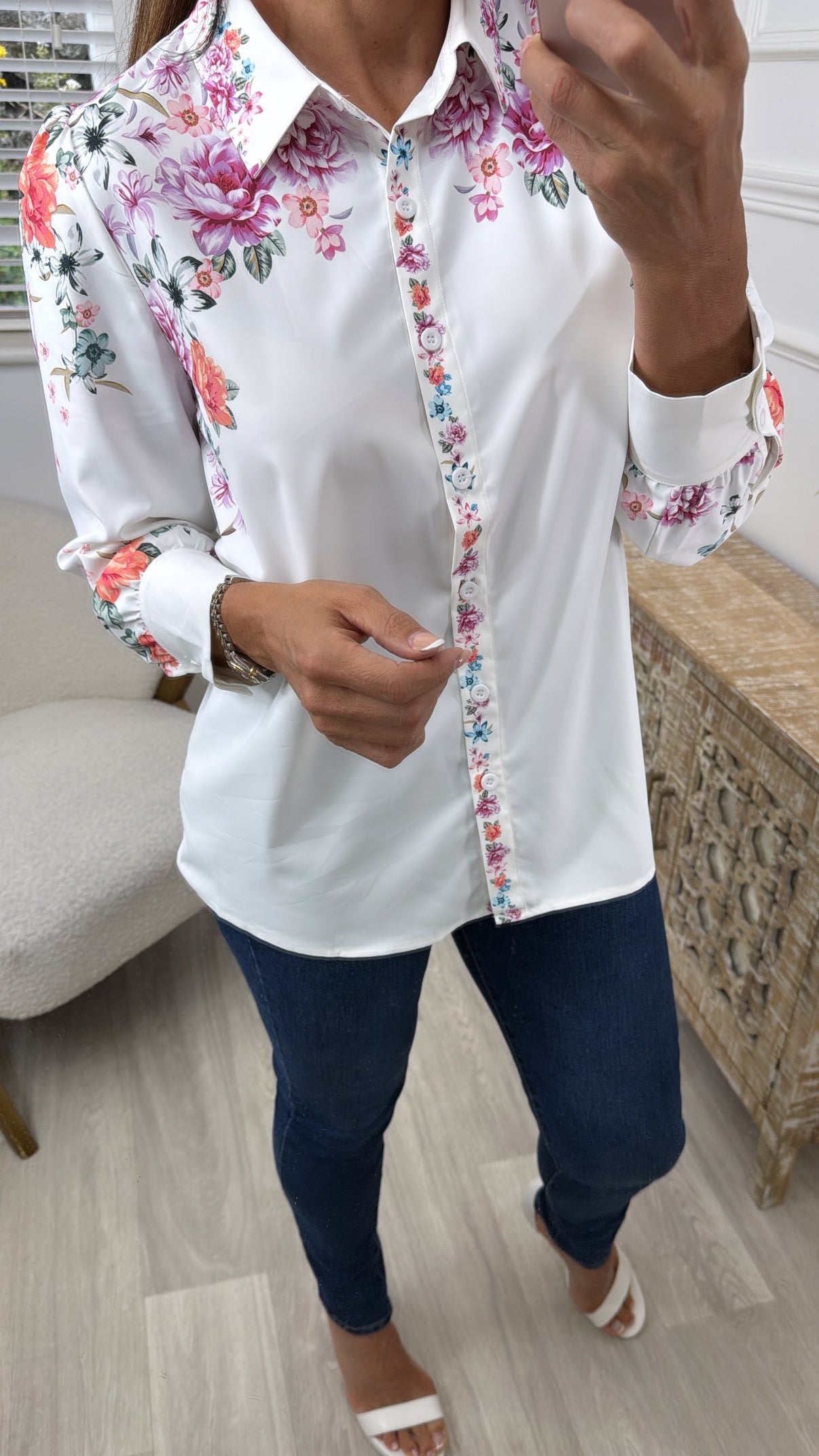 Jasmin White Floral Print Shirt
