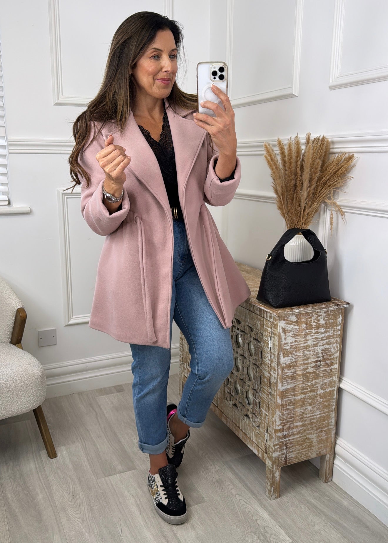 Rosie Baby Pink Belted Jacket