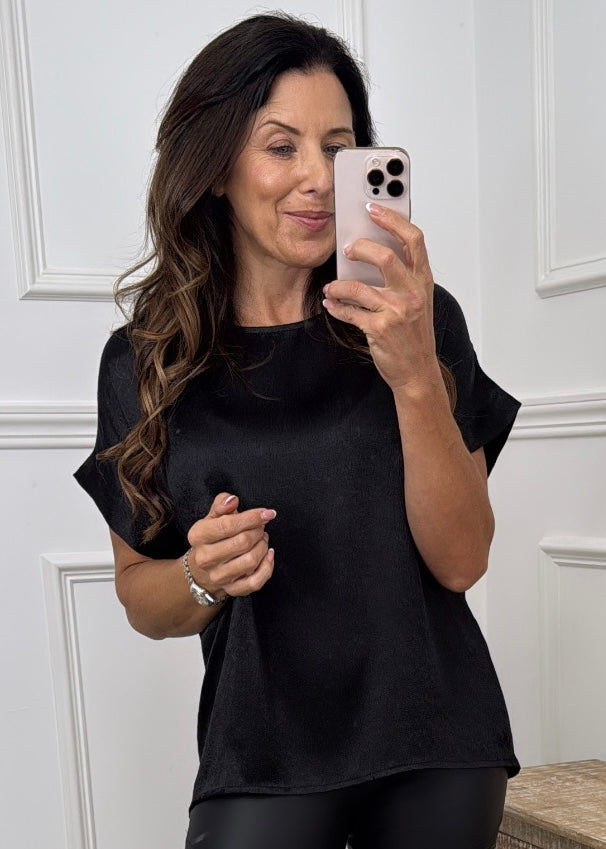 Hope Black Satin Top