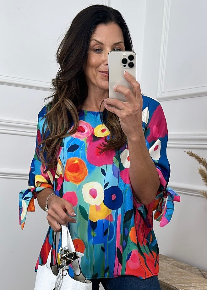 Ramona Blue Blossom Print Blouse
