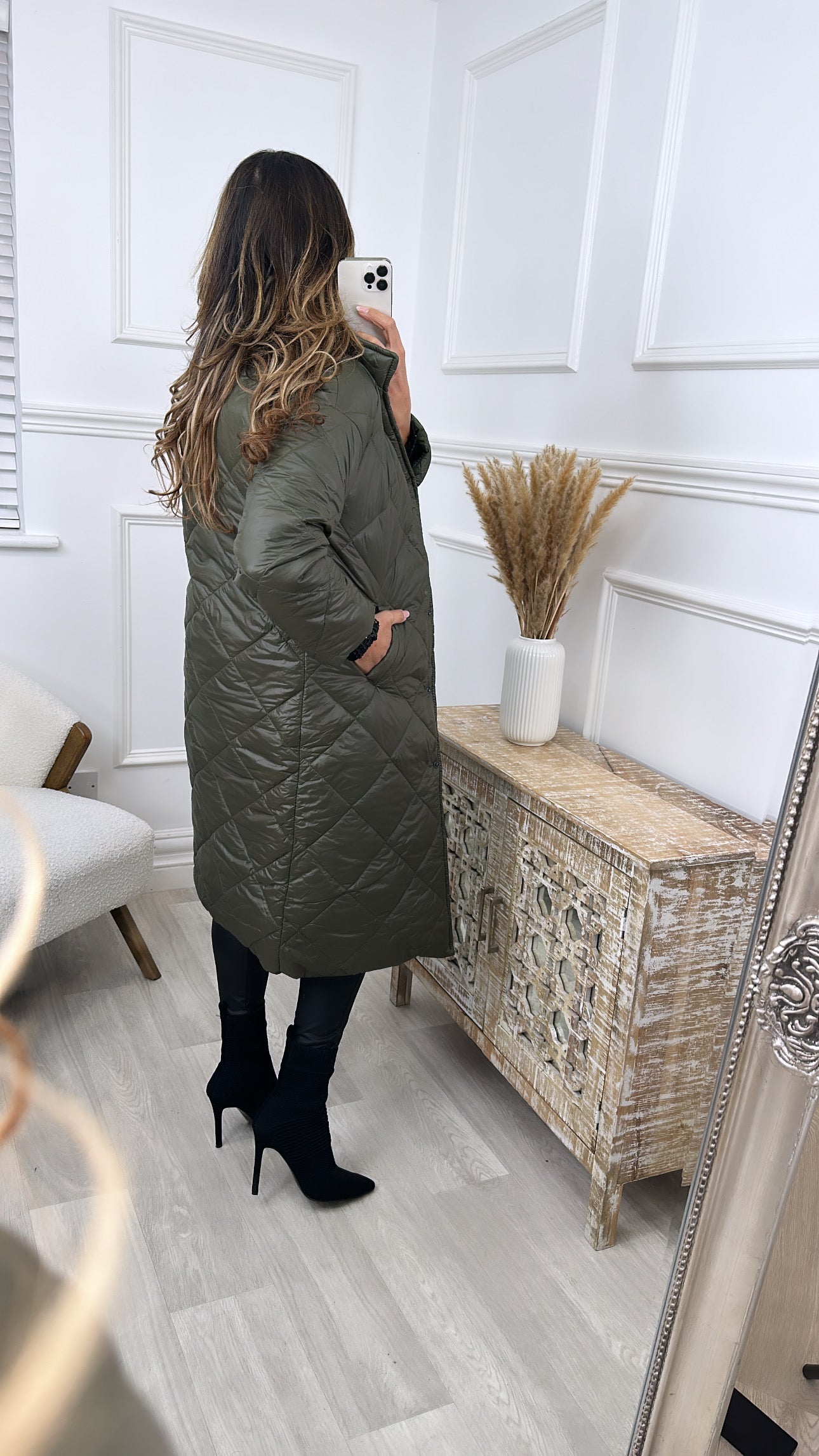 Nila Khaki Quilted Jacket