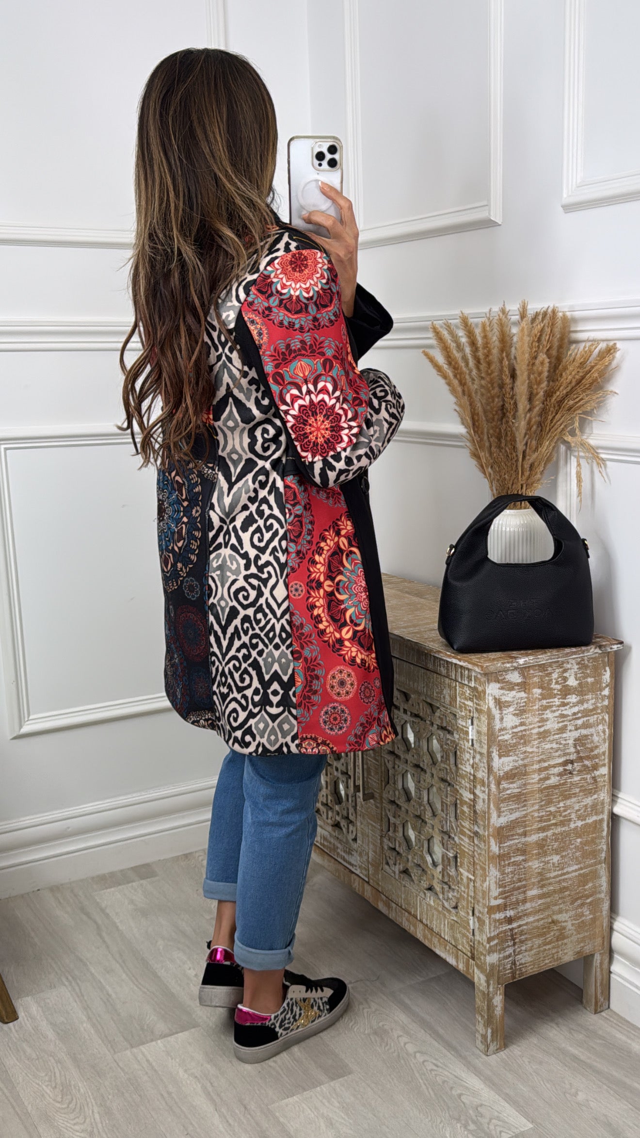 PRE ORDER: Dessy Black Multi Print Coat