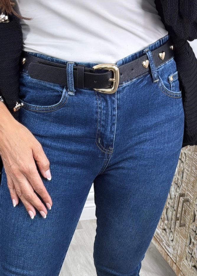 Fran Black Heart Stud Belt