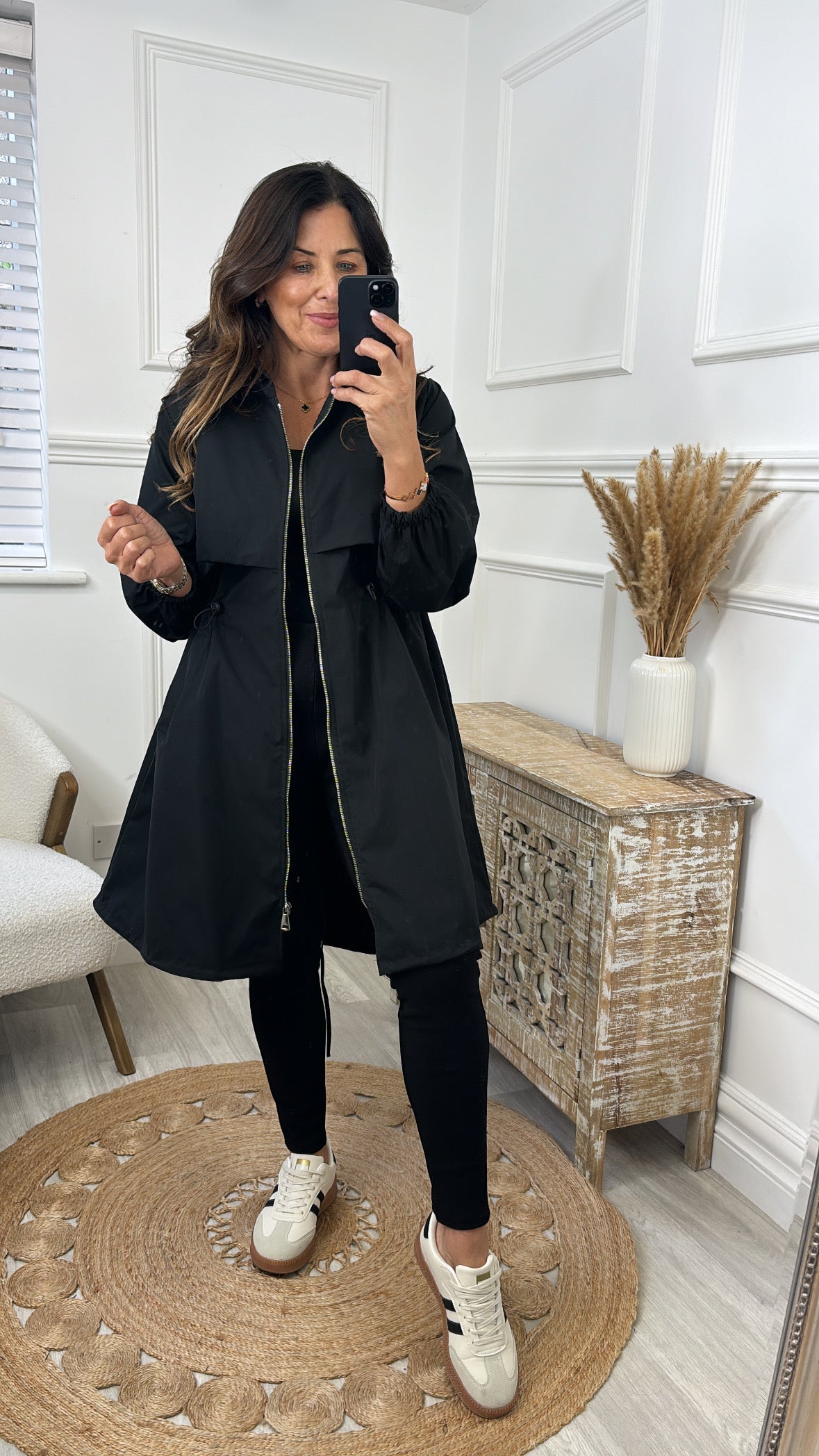Suzie Black Drawstring Trench Jacket