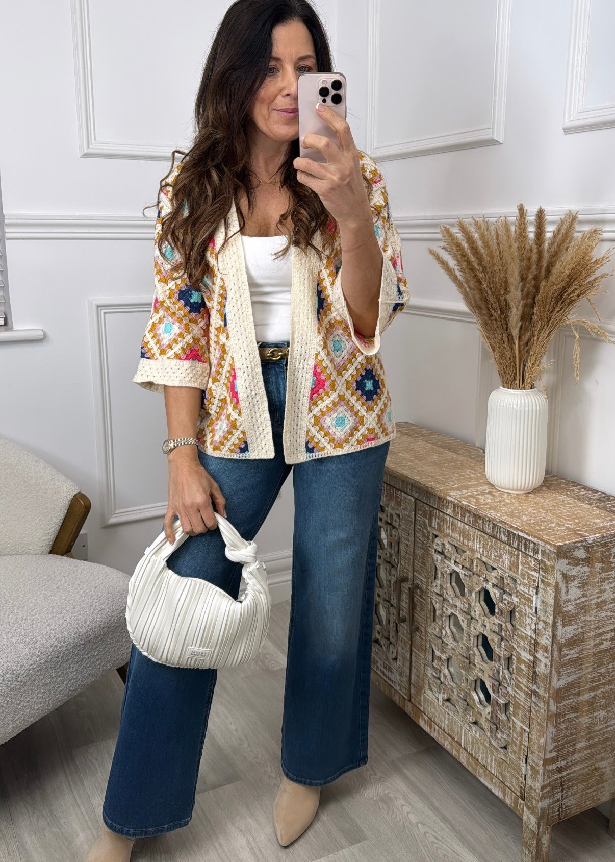 Kym Mustard Crochet Knit Cardigan