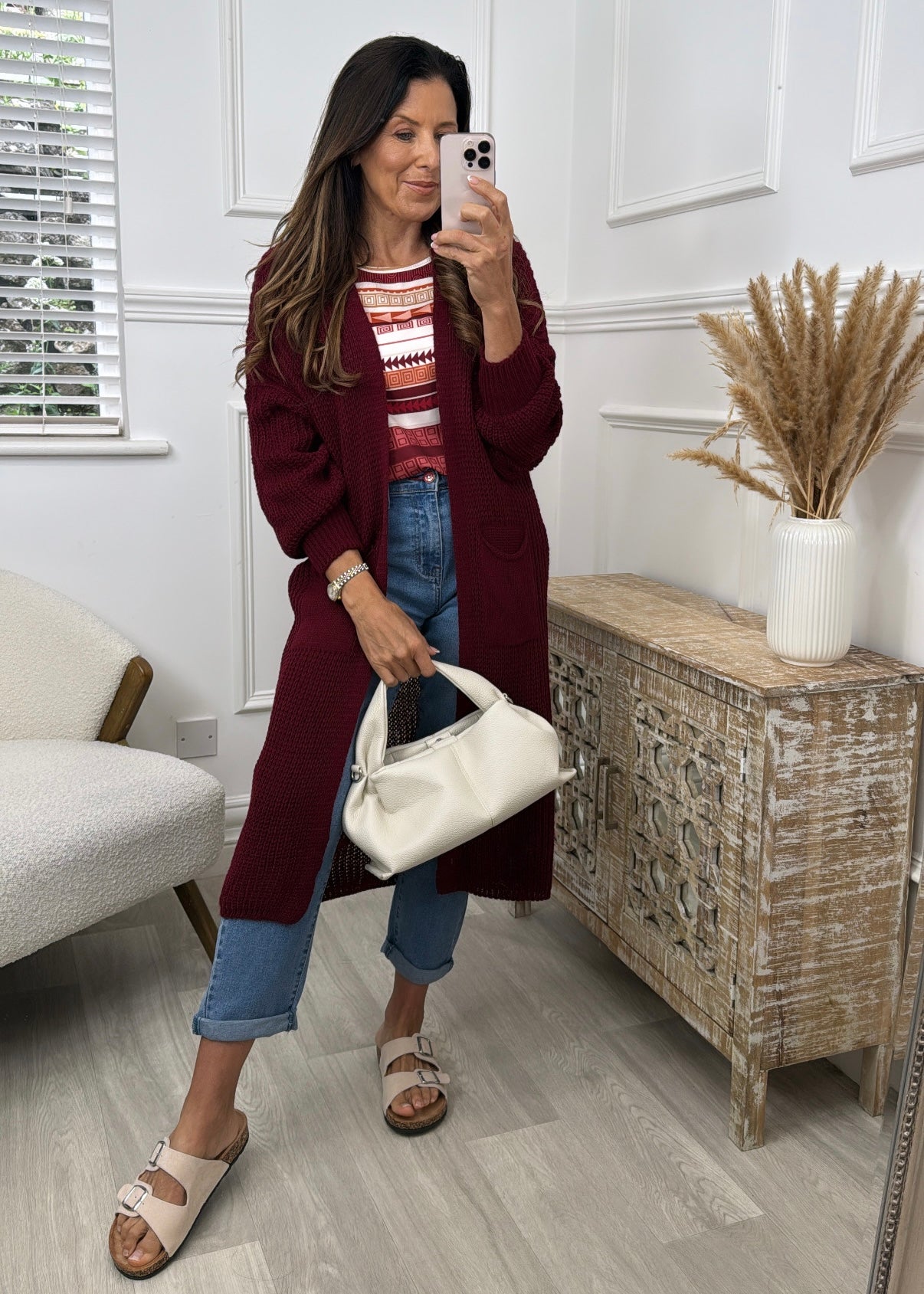 Margaret Wine Longline Cardigan