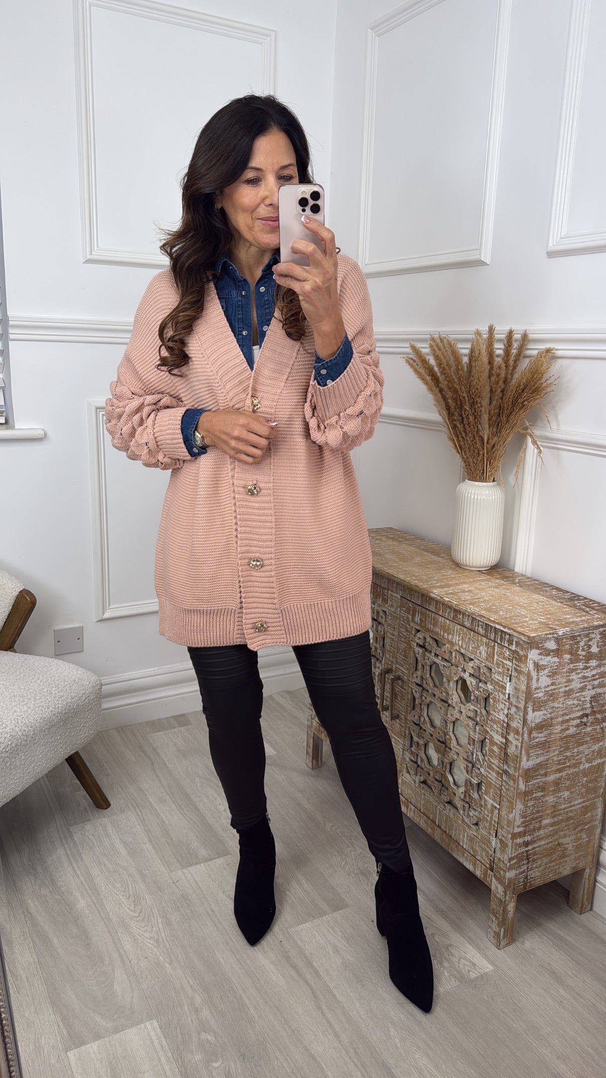 Blair Peach Bubble Sleeve Cardigan