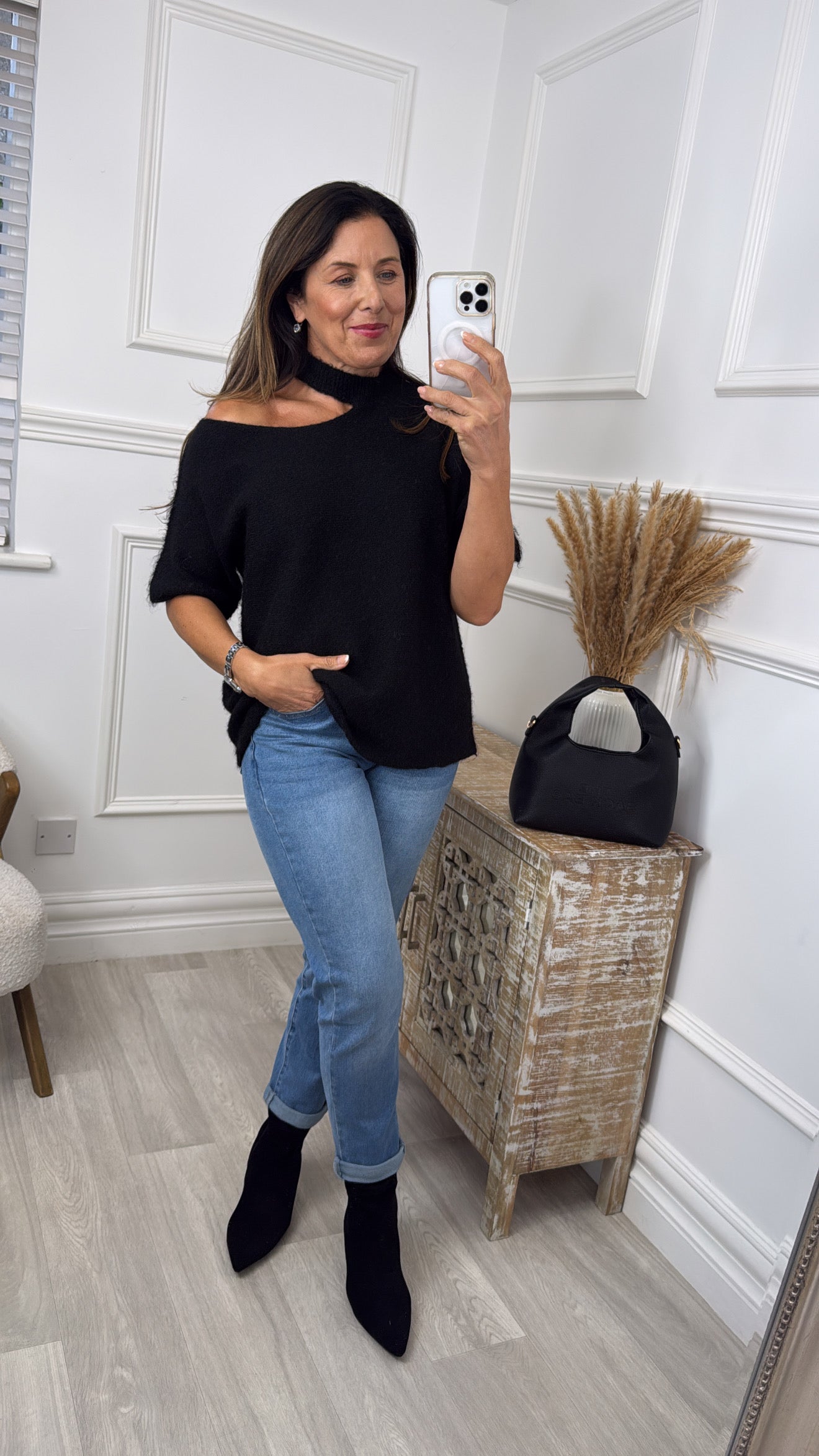 Giovanna Black High Neck Knit