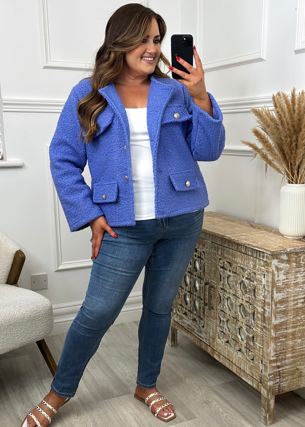 Geraldine Blue Boucle Jacket