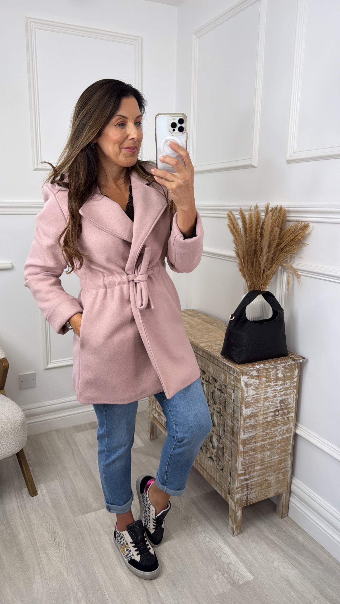 Rosie Baby Pink Belted Jacket