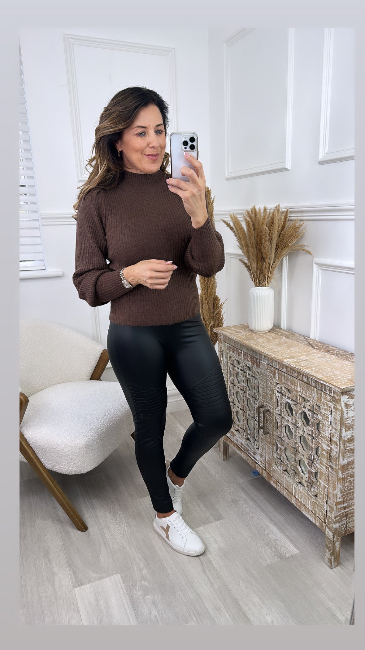 Katia Chestnut Brown High Neck Pullover