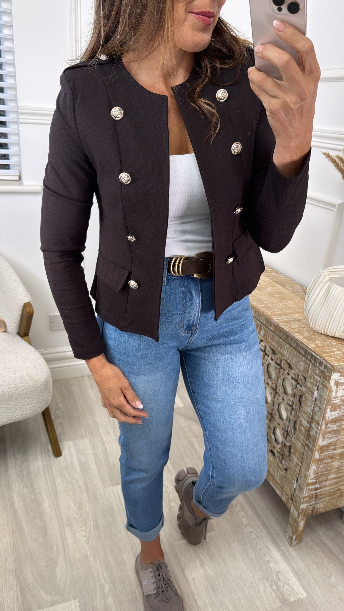 Trixie Brown Frog Button Jacket