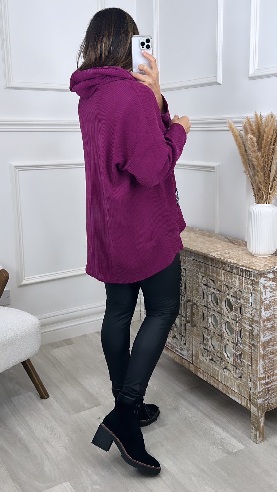Sheena Wine Velour Hoodie