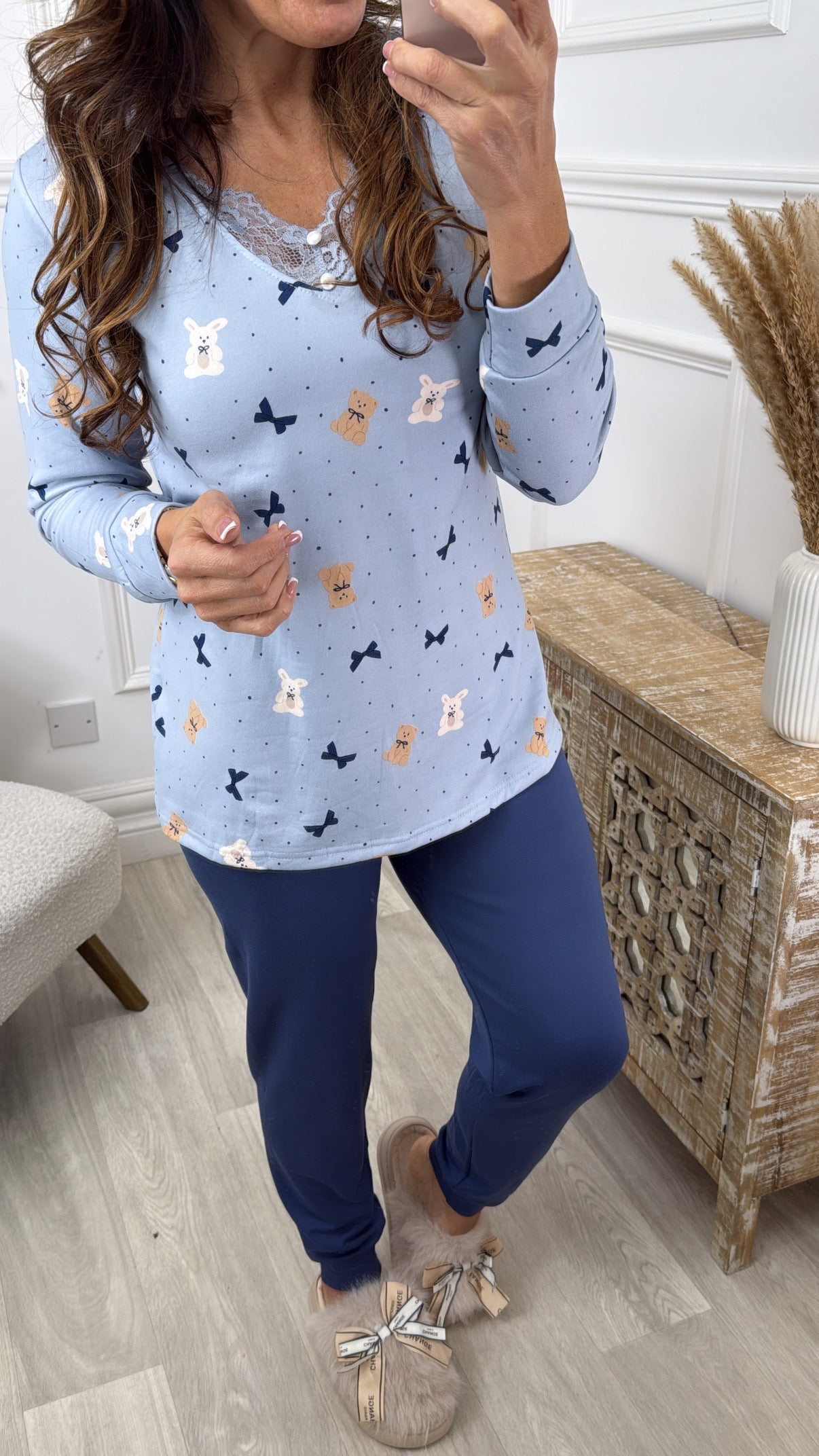 Oona Blue Bow Print Pajama