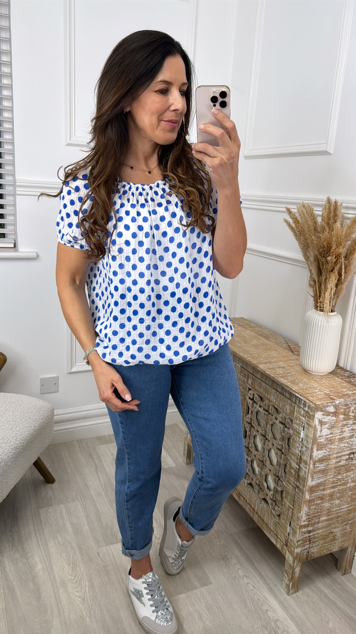 Solange Royal Blue Polka Dot Blouse