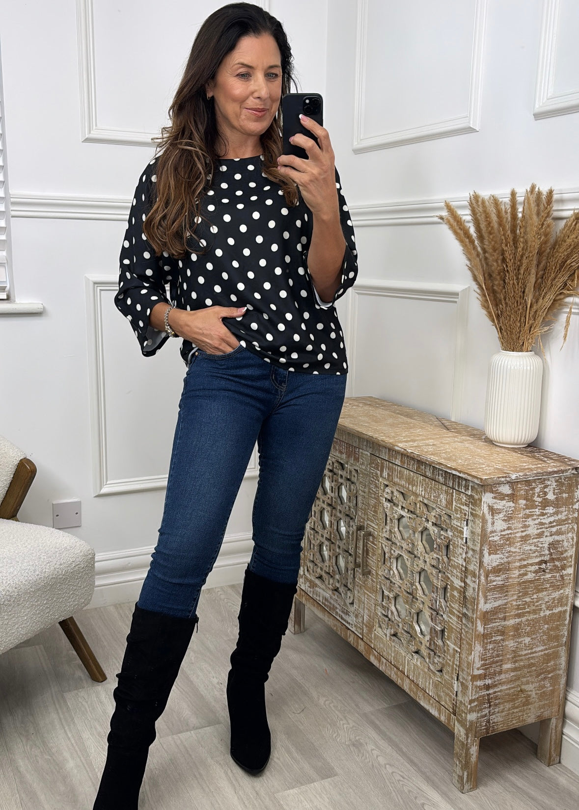 Vera Black Polka Dot Top