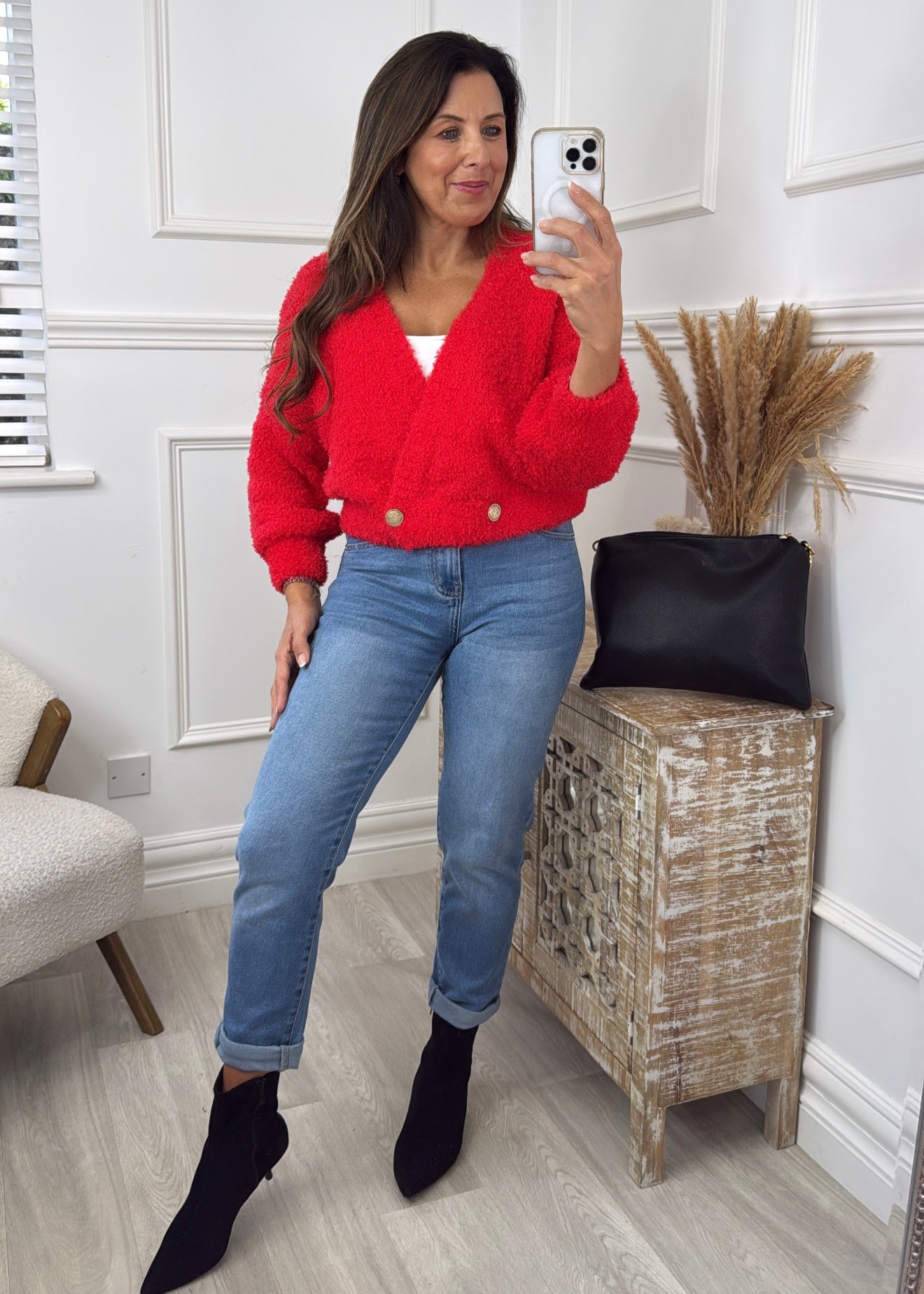Daryl Red Two Button Cardigan
