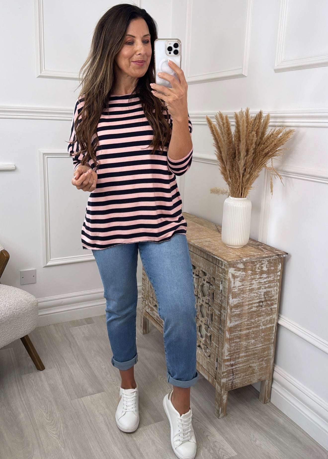Viola Pink and Navy Striped Top