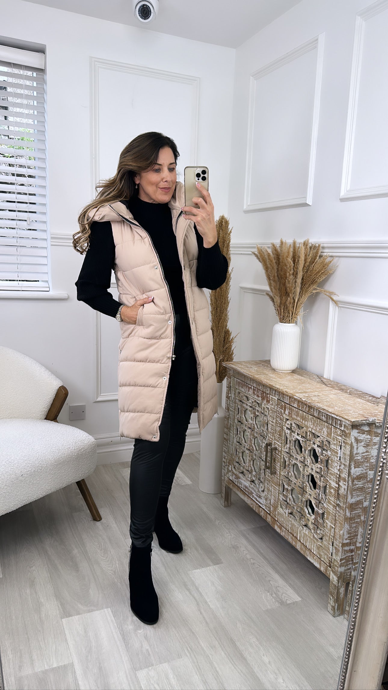 Solve Beige Longline Puffer Gilet