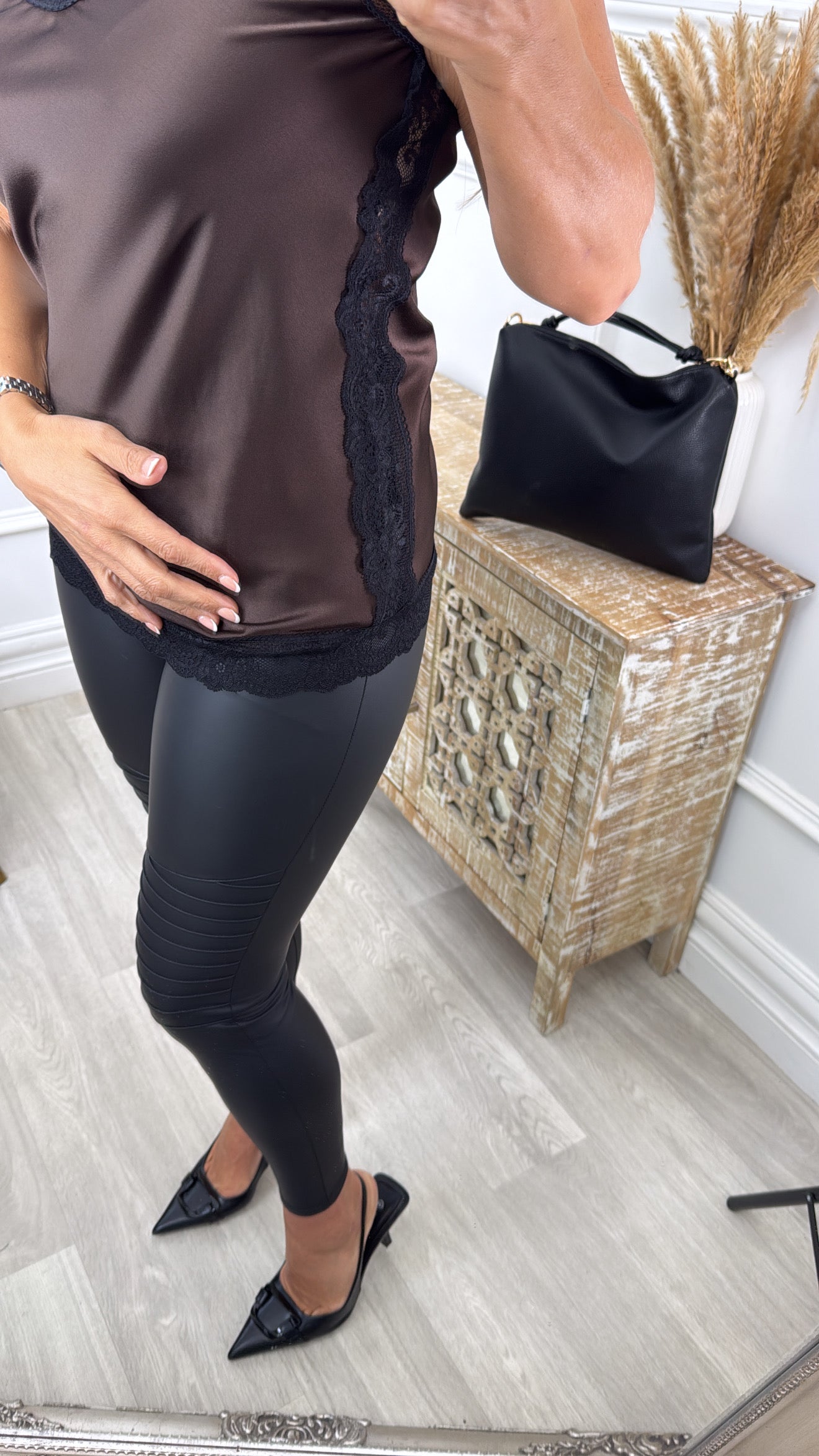 Romy Brown Lace Cami Top