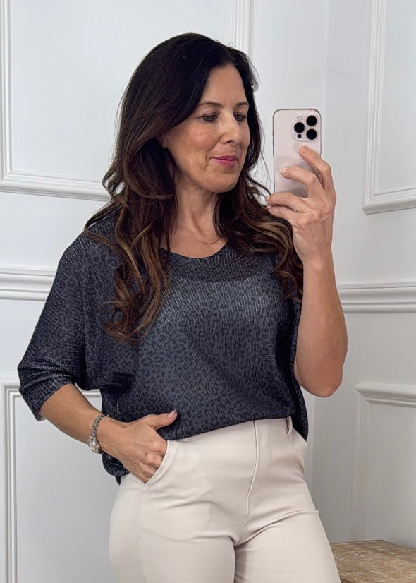 Cassie Black Leopard Print Top