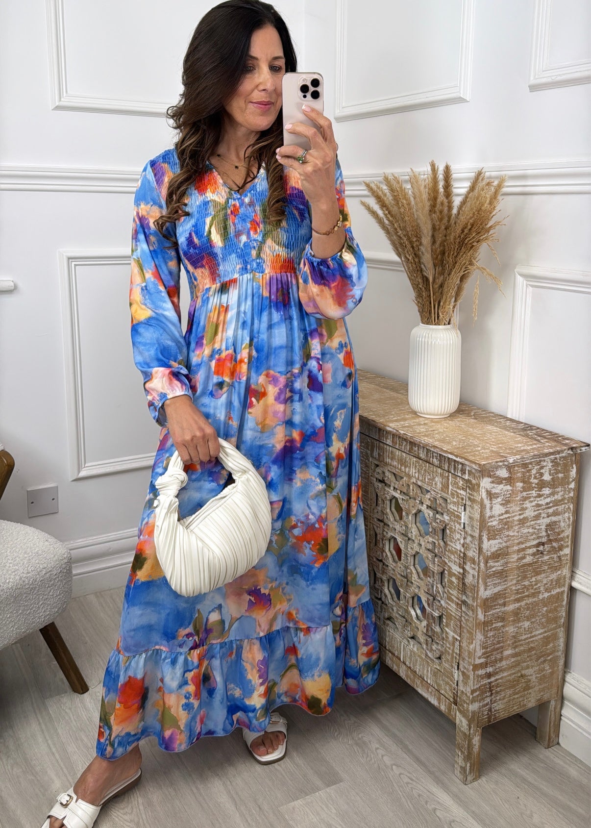 Claudine Blue Floral Midi Dress