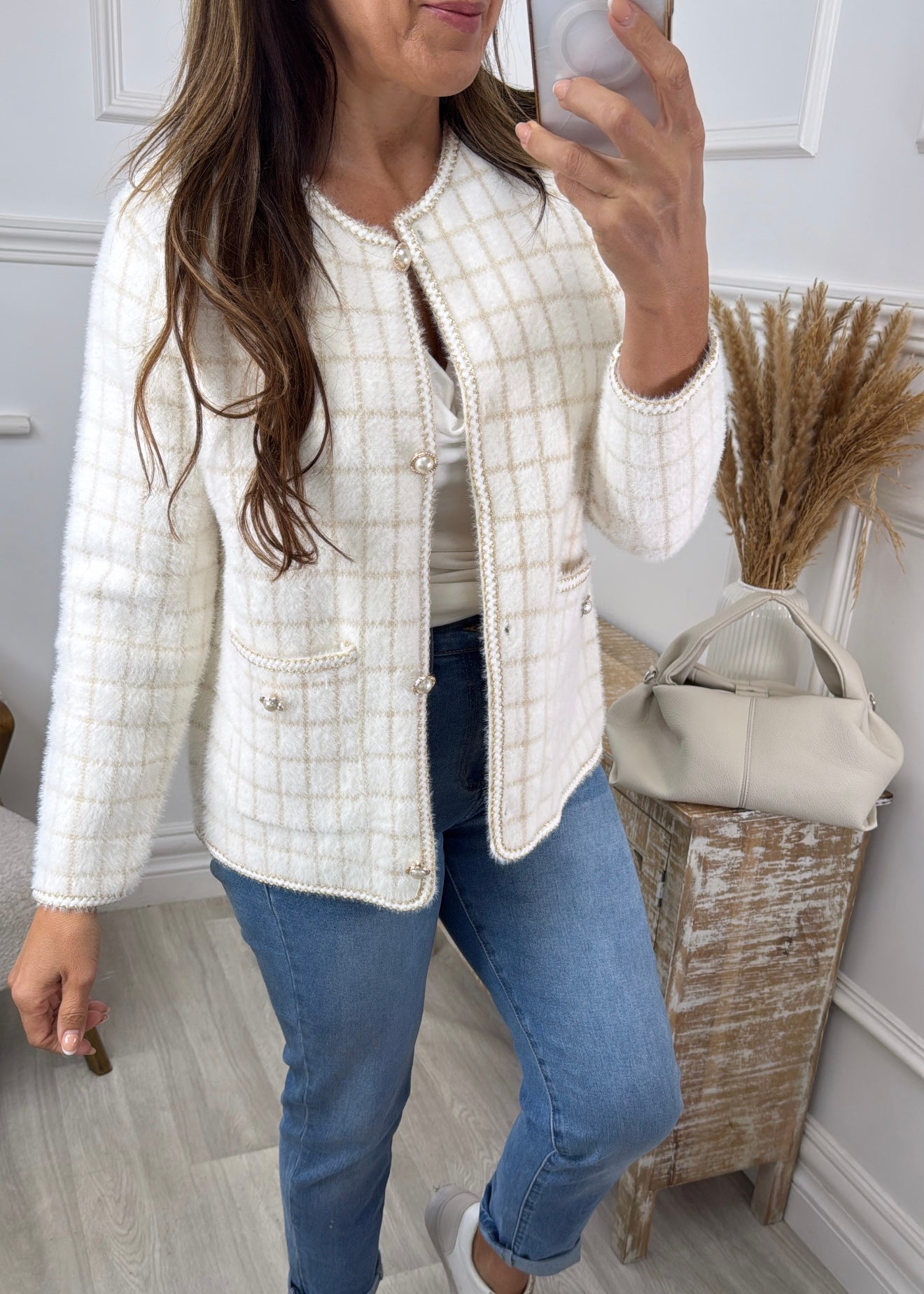 Nola Cream Braid Cardigan