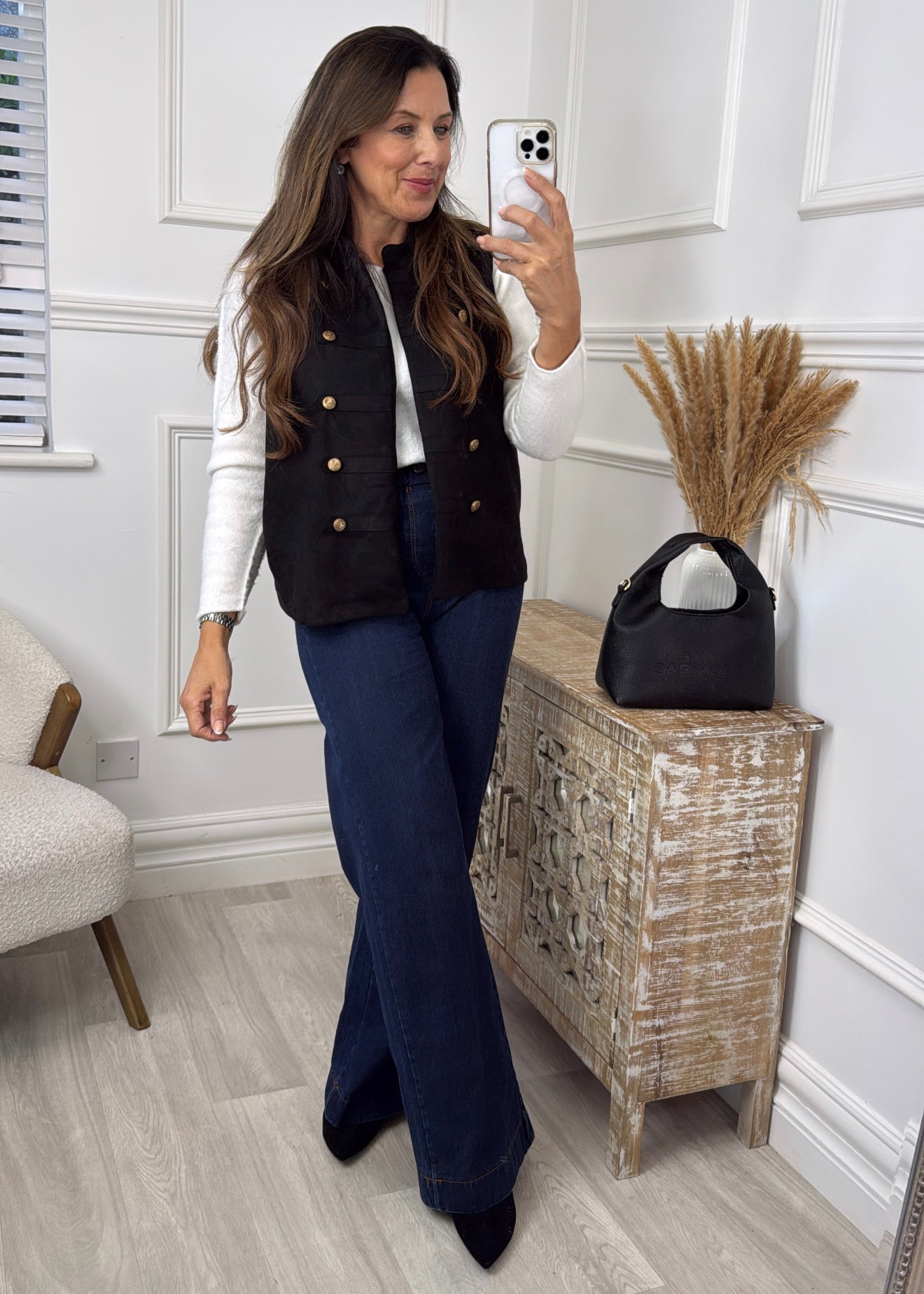 Katie Black Button Waistcoat