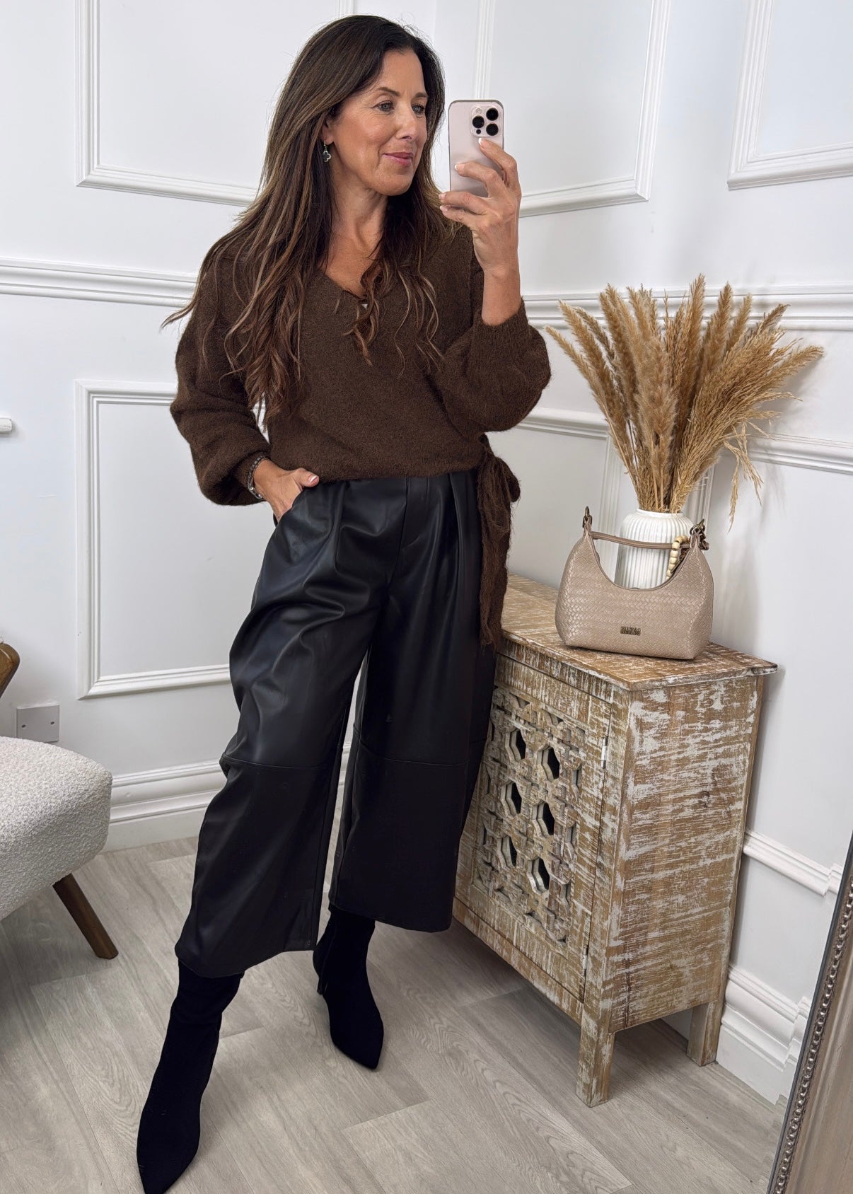 Chelsea Brown Wrap Cardigan