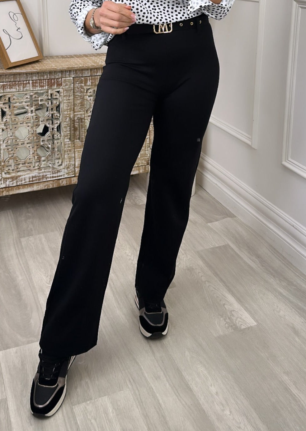 Sidney Black Straight Jersey Trousers