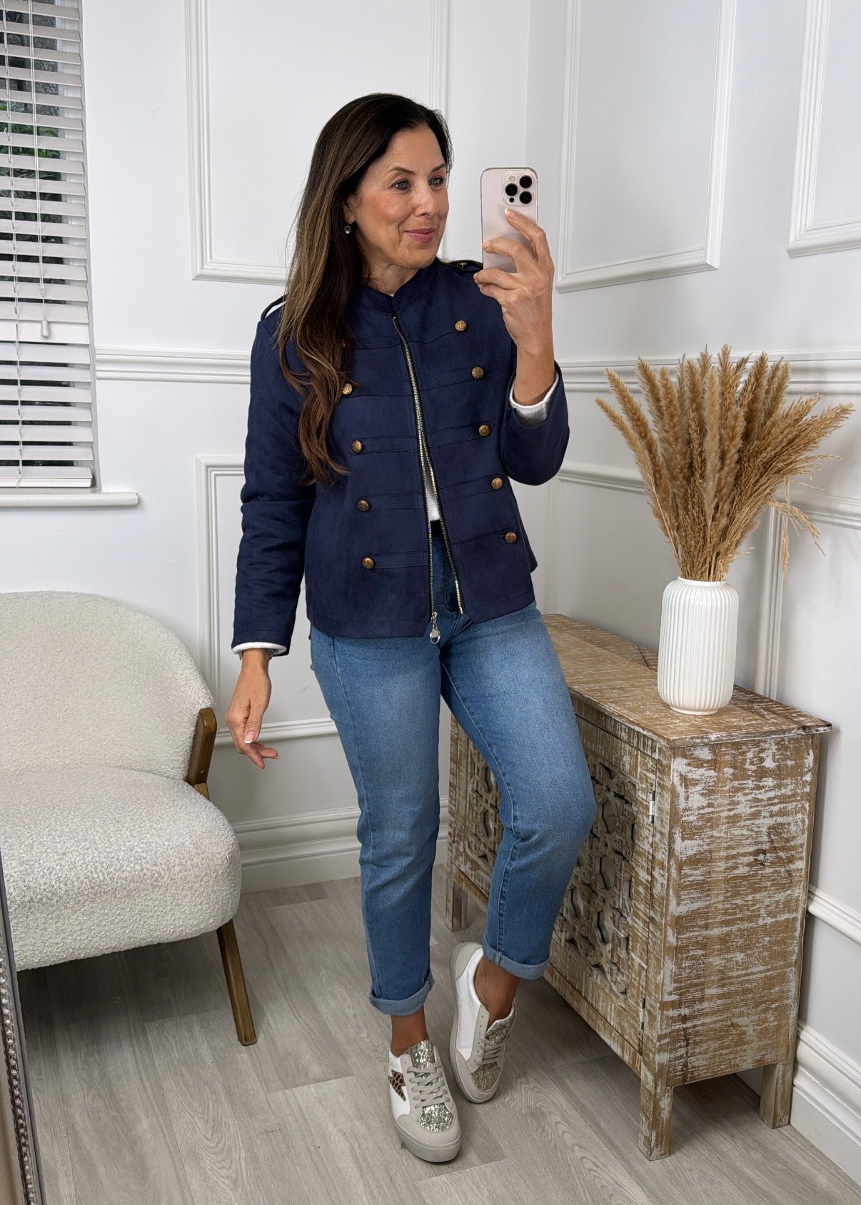 Laney Navy Military Button Jacket