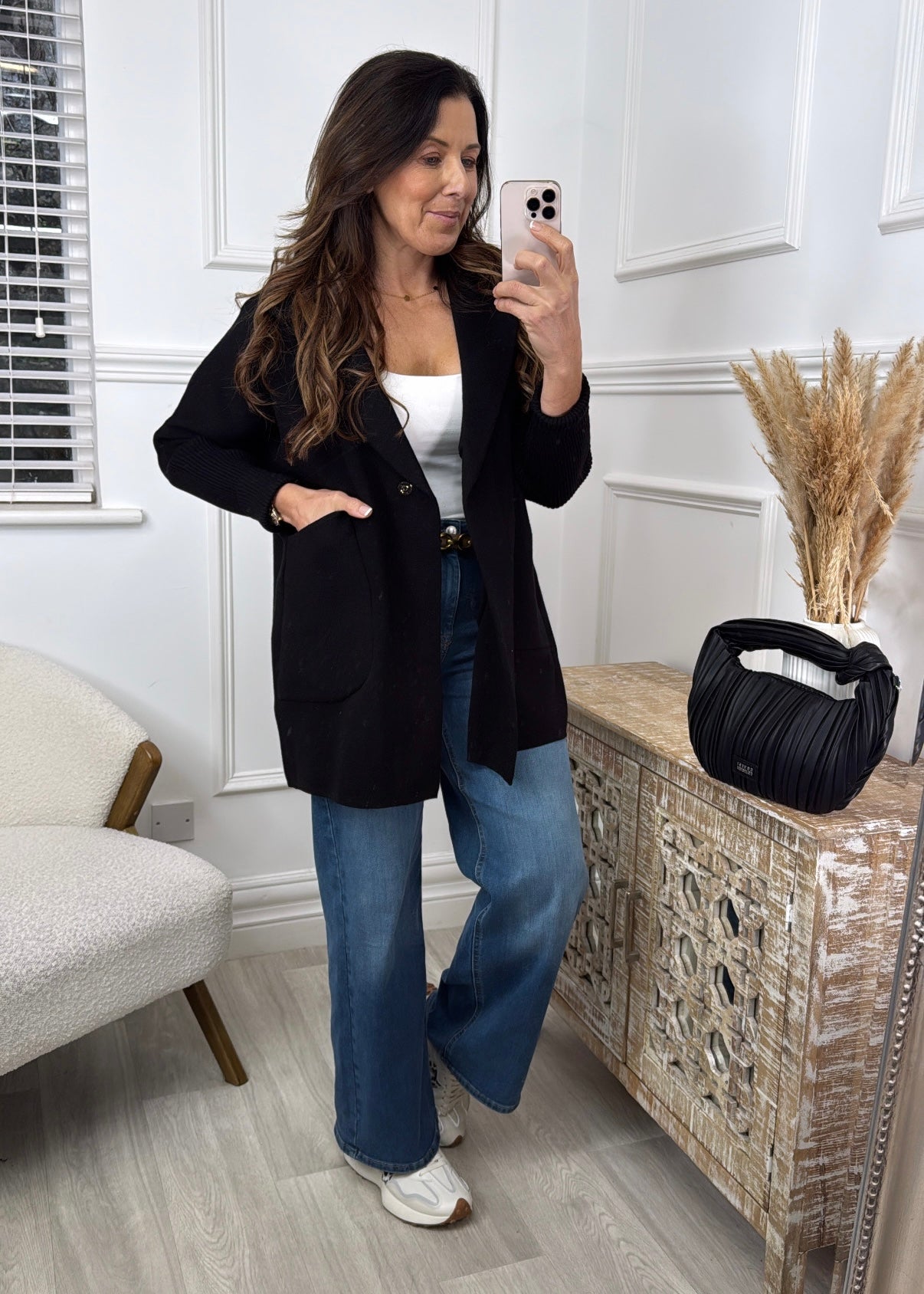Madlena Black Knit Sleeve Coat