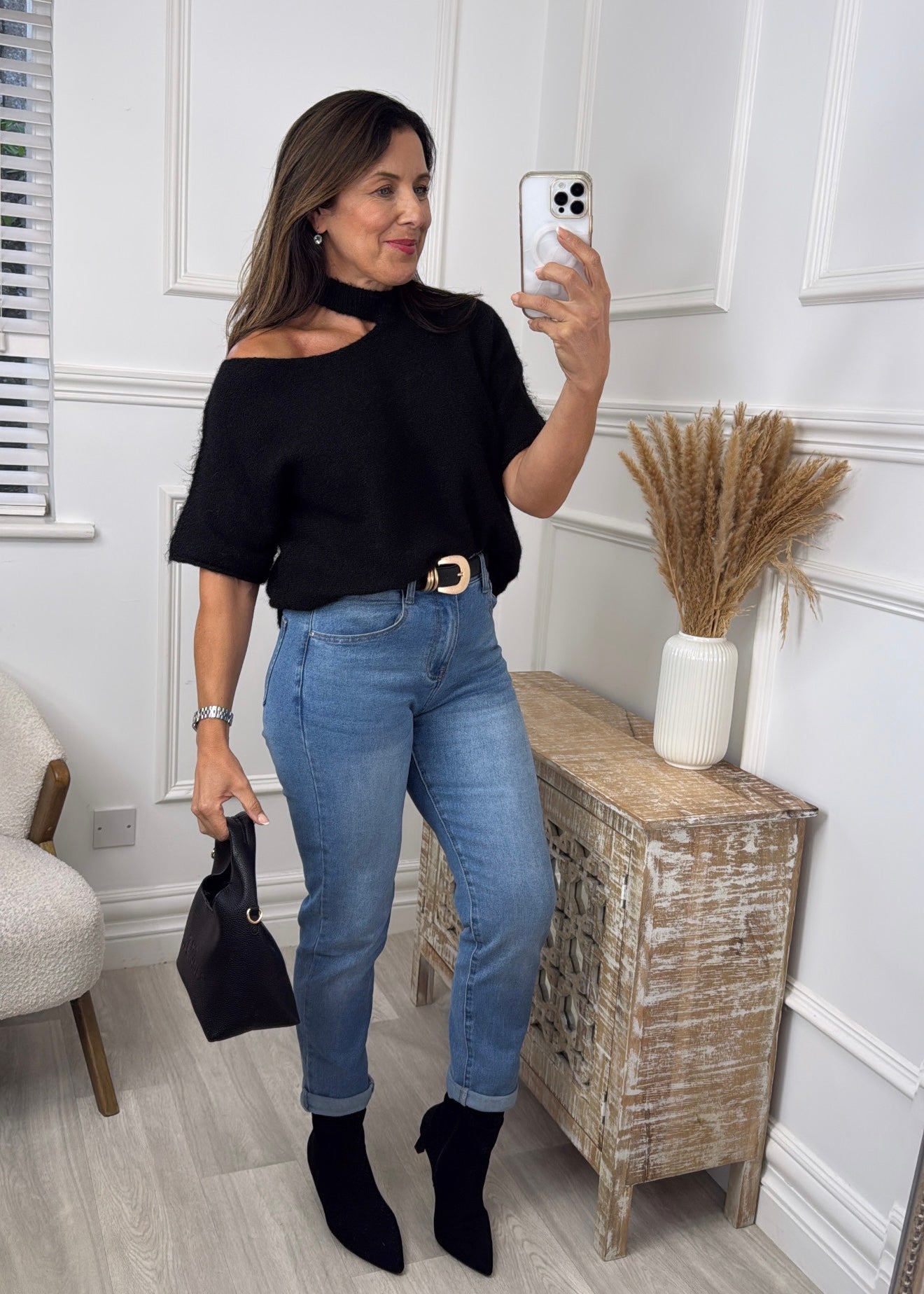 Giovanna Black High Neck Knit