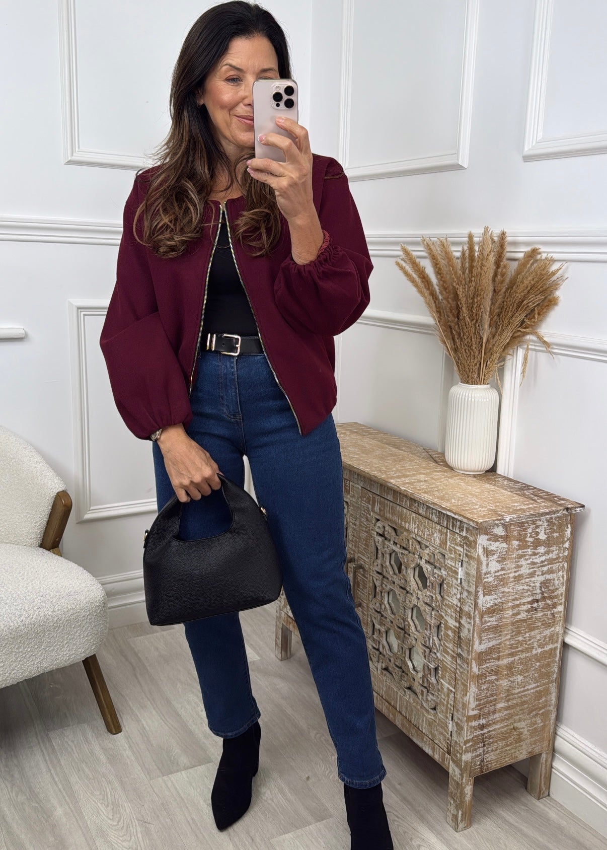 Jessica Wine Bomber Jacket