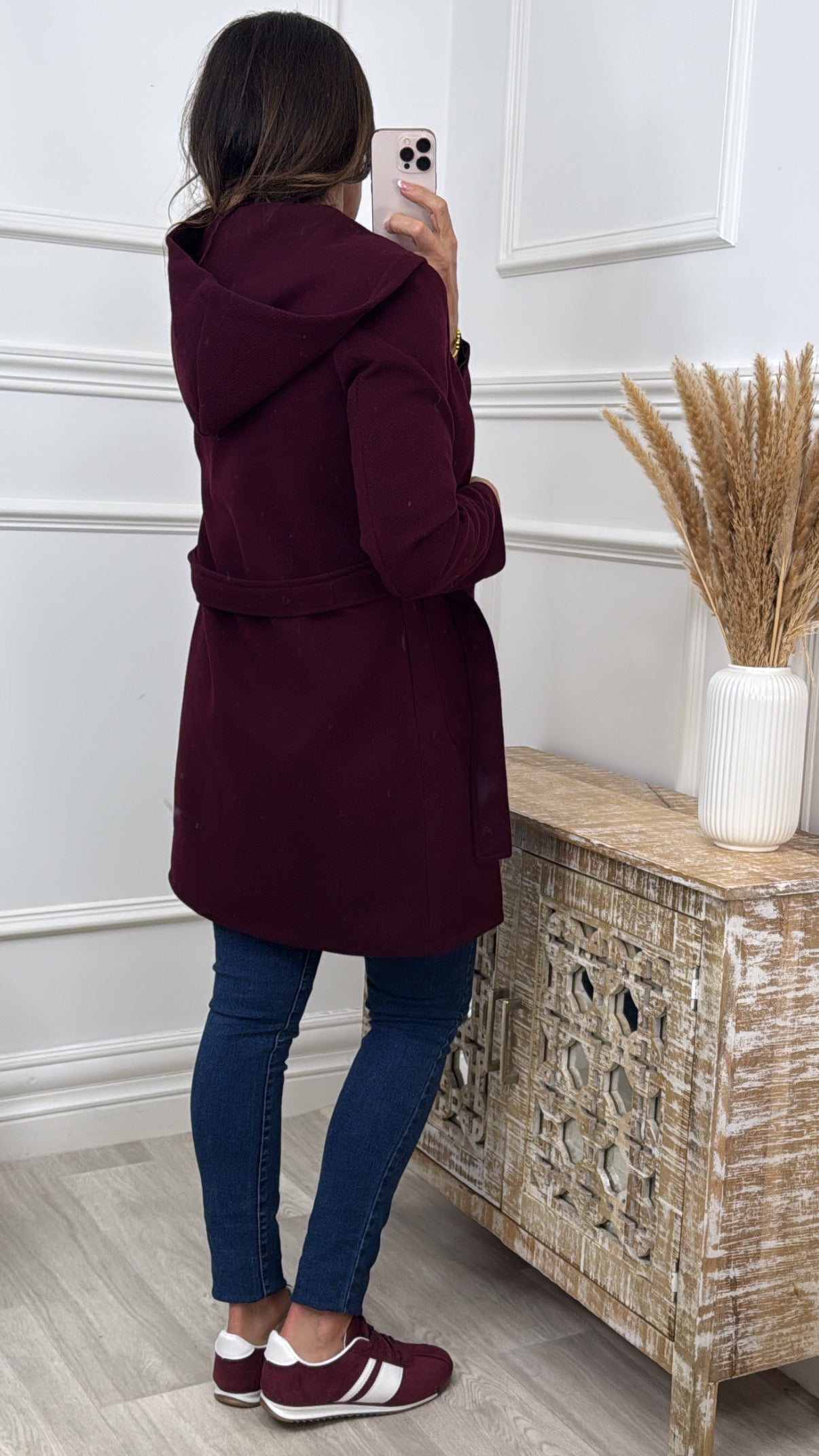 Neva Wine Belted Wrap Coat