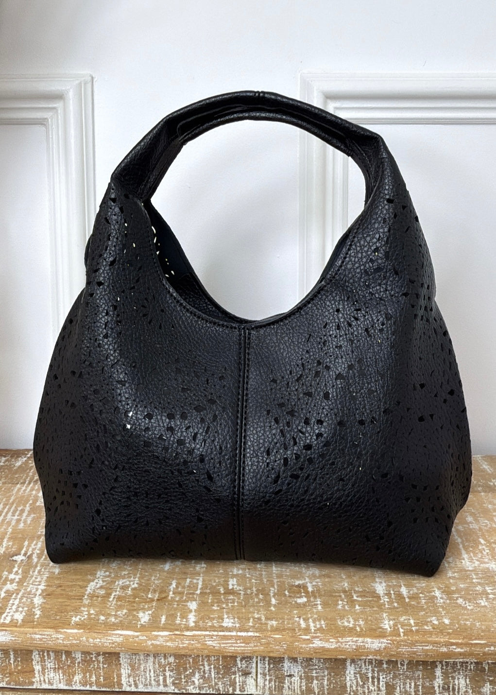 Portofino Black Laser Cut Tote Bag