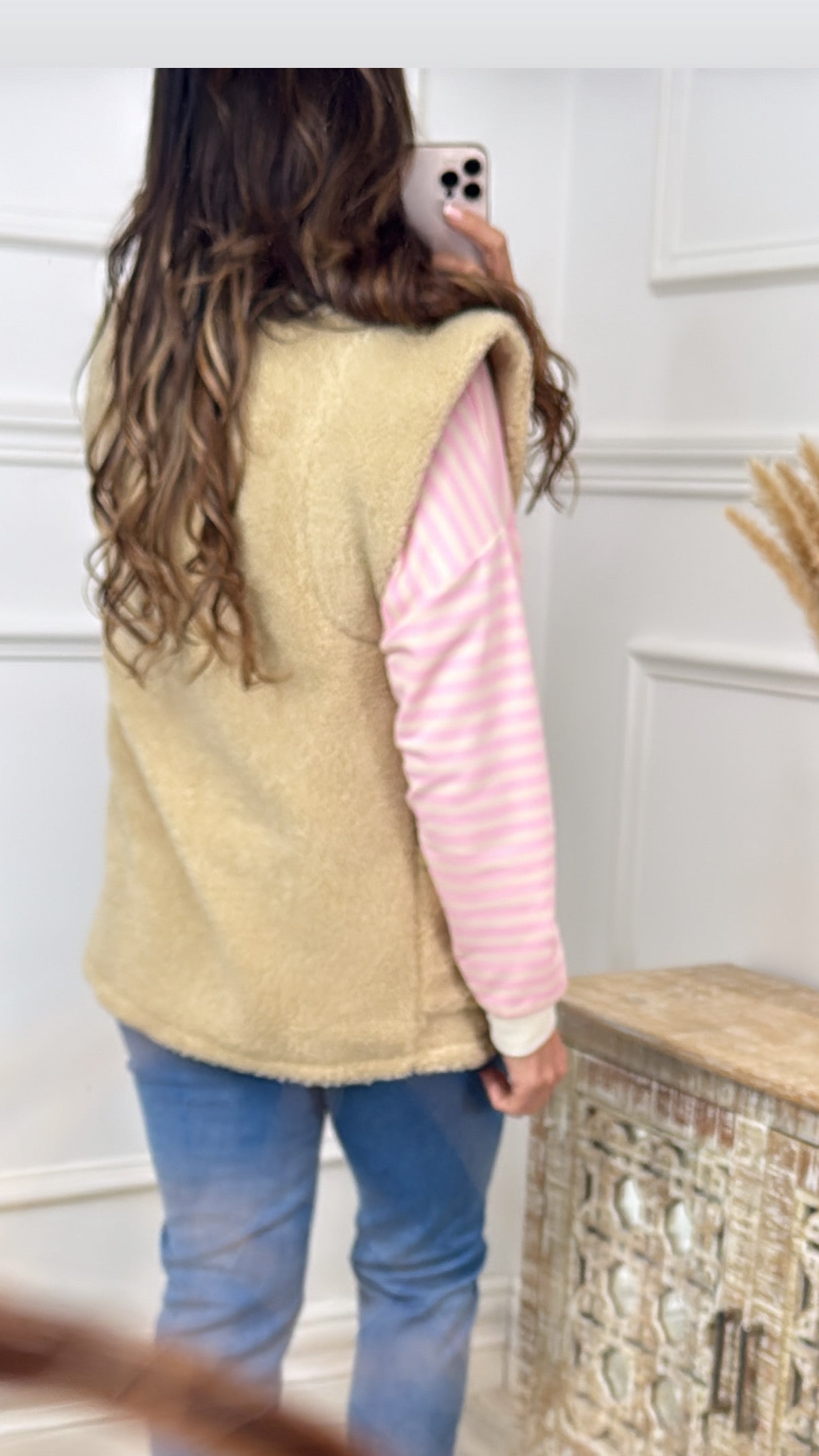 Mariosa Beige Faux Sherpa Waistcoat