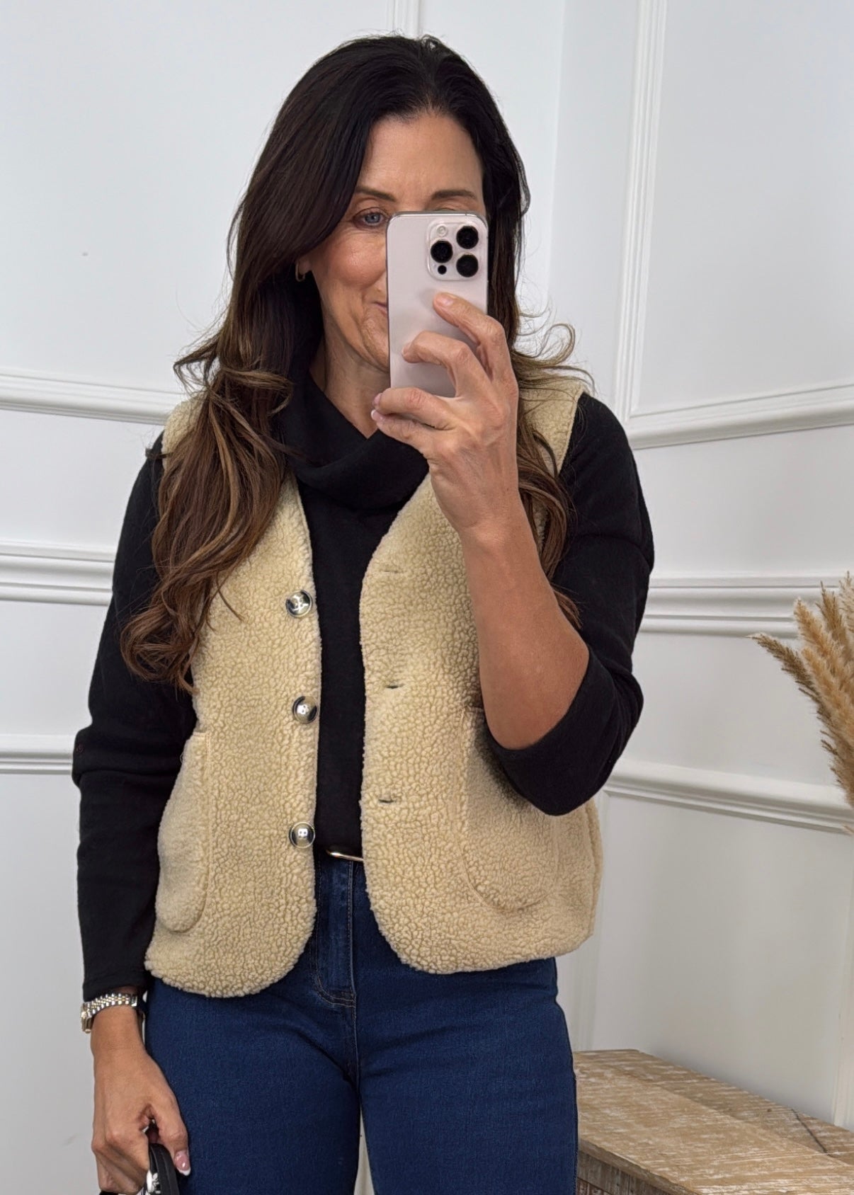 Kimberly Beige Faux Sherpa Vest