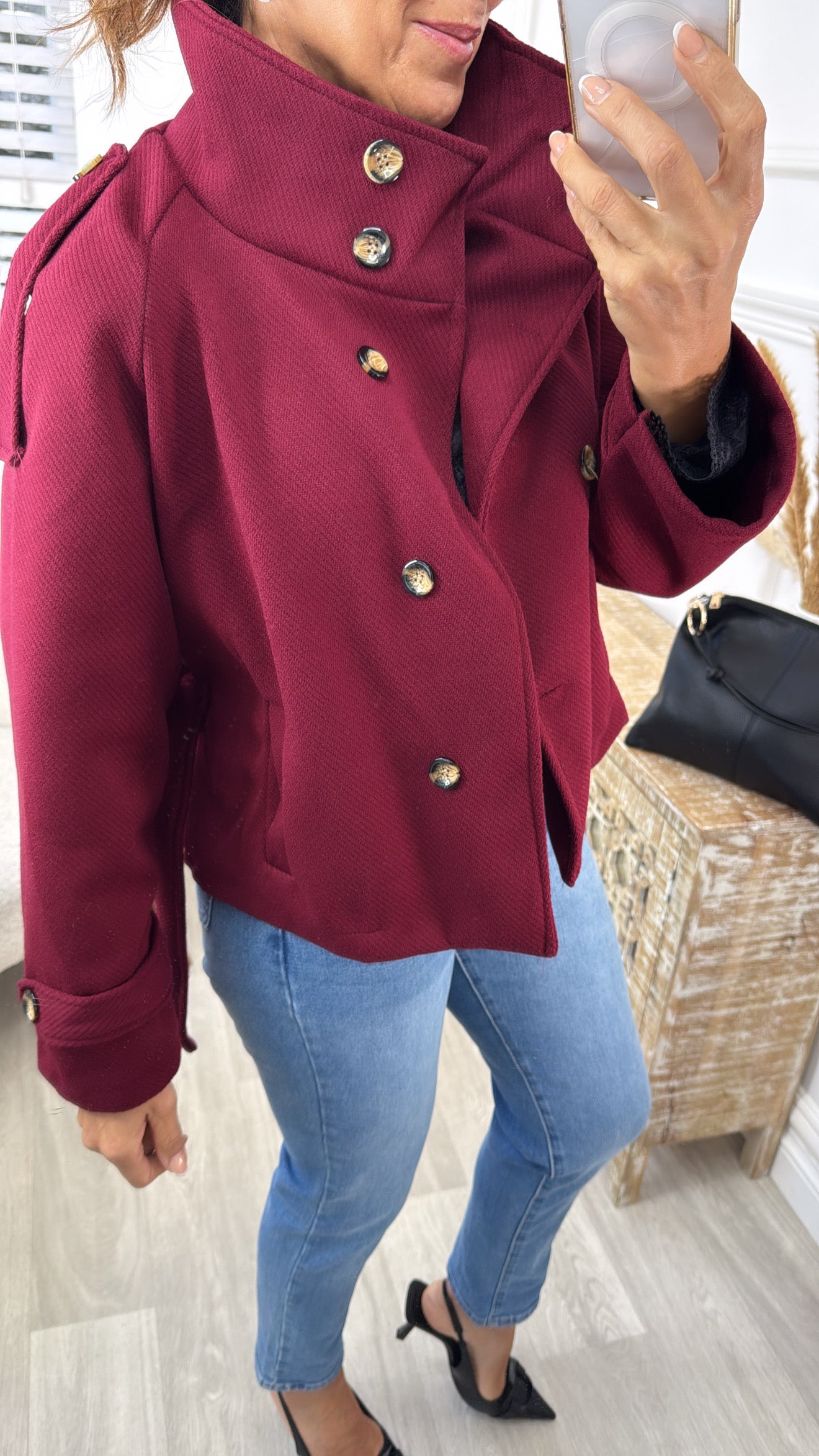 Roisin Wine Jacket With Buttons