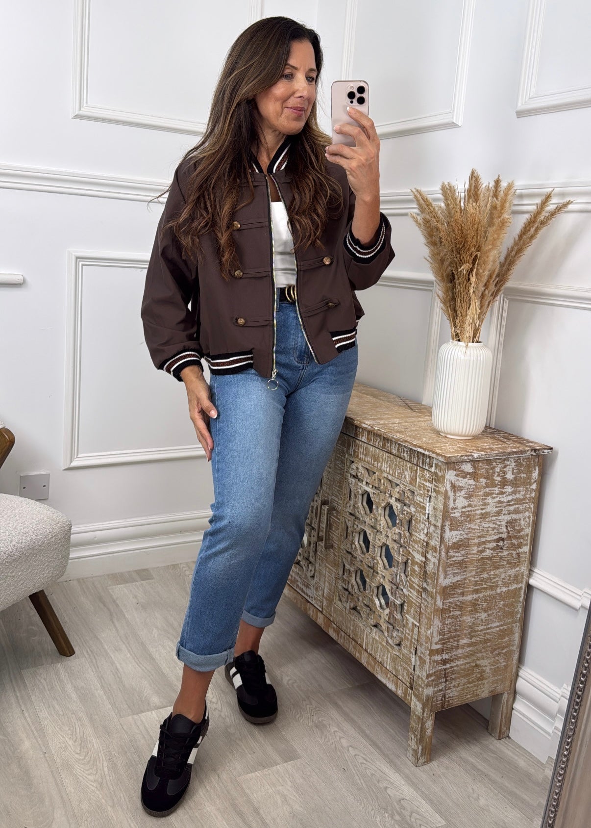Gwen Brown Zip Detailed Jacket