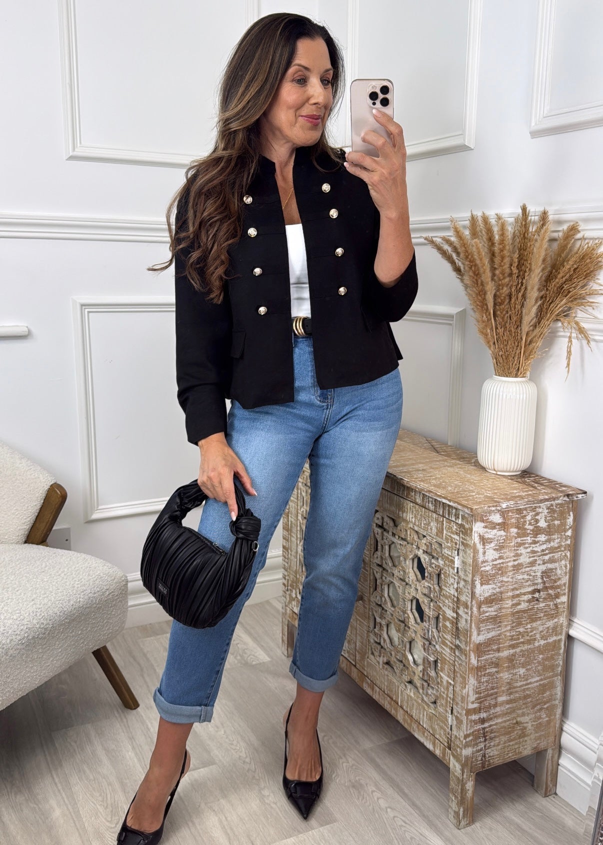 Anita Black Jacket with Frog Button