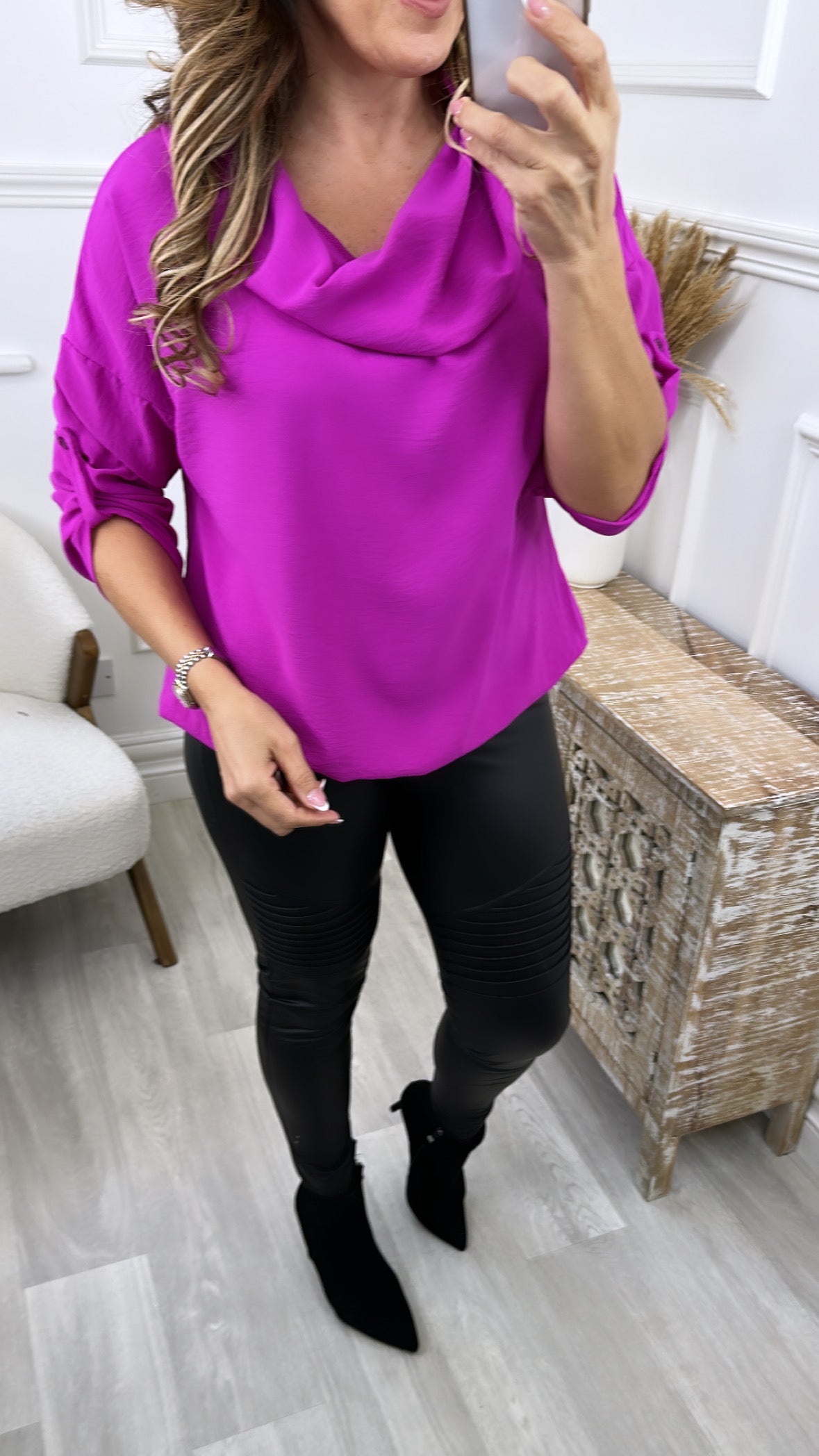 Silvy Fuchsia Snood Neck Tunic