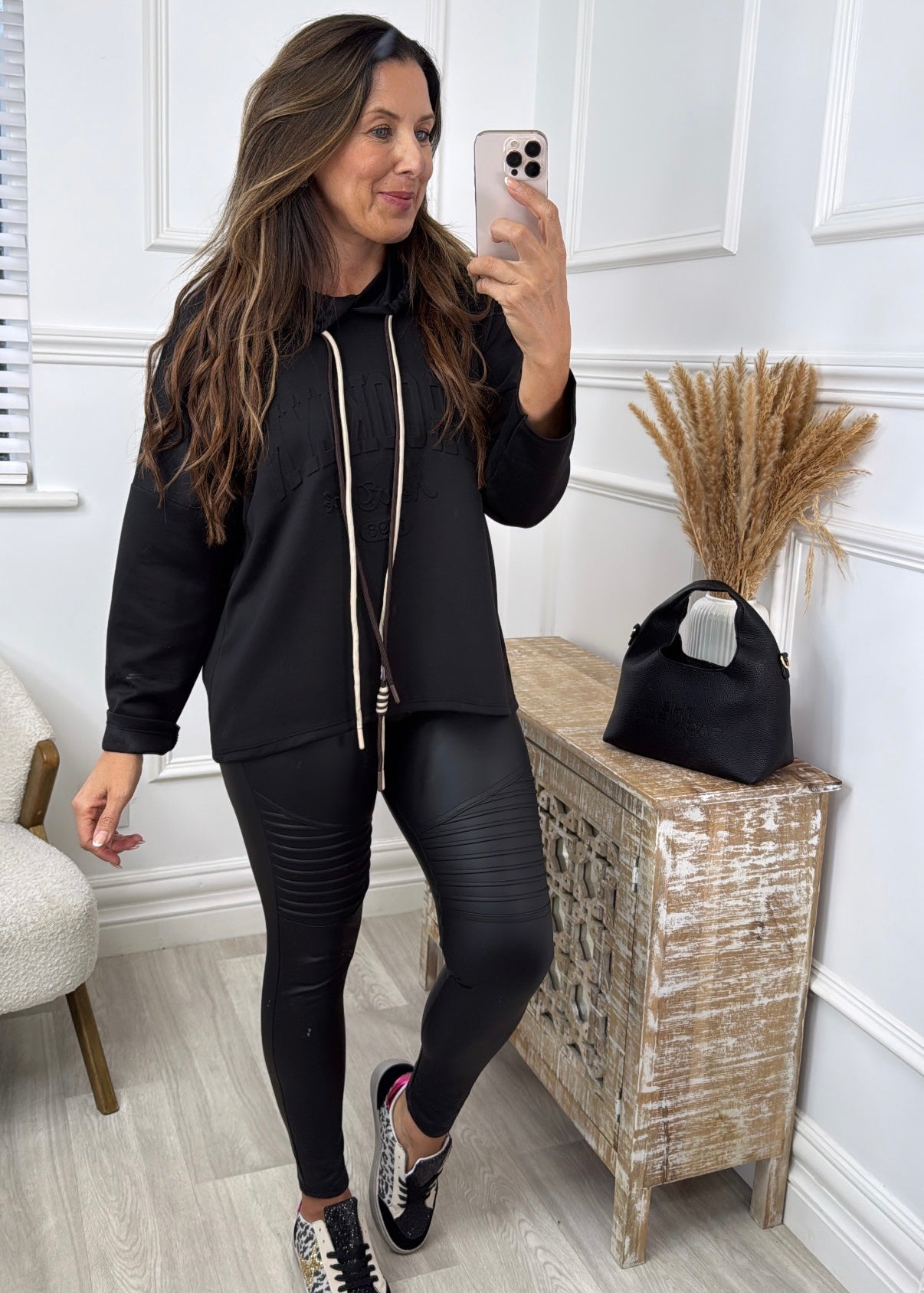 Jules Black Embossed Hoodie