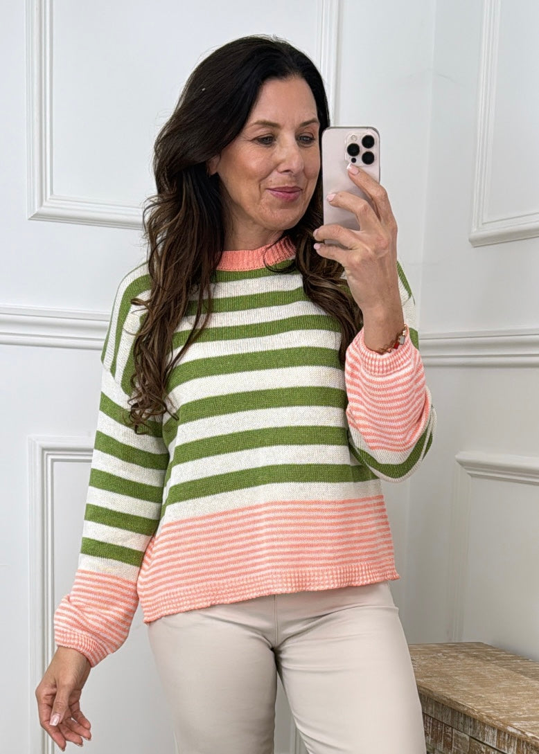 Carmella Green Stripe Jumper