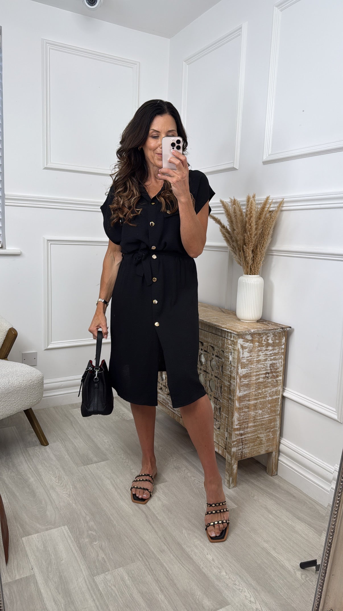 Teresa Black Shirt Midi Dress